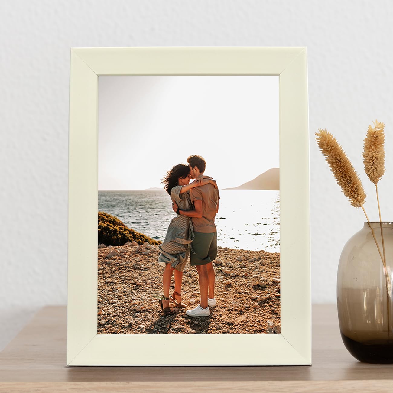 Art Street Art Street Synthetic White Table Photo Frame (6 Inches X 8 Inches, Matted To 4 X 6 Inches)