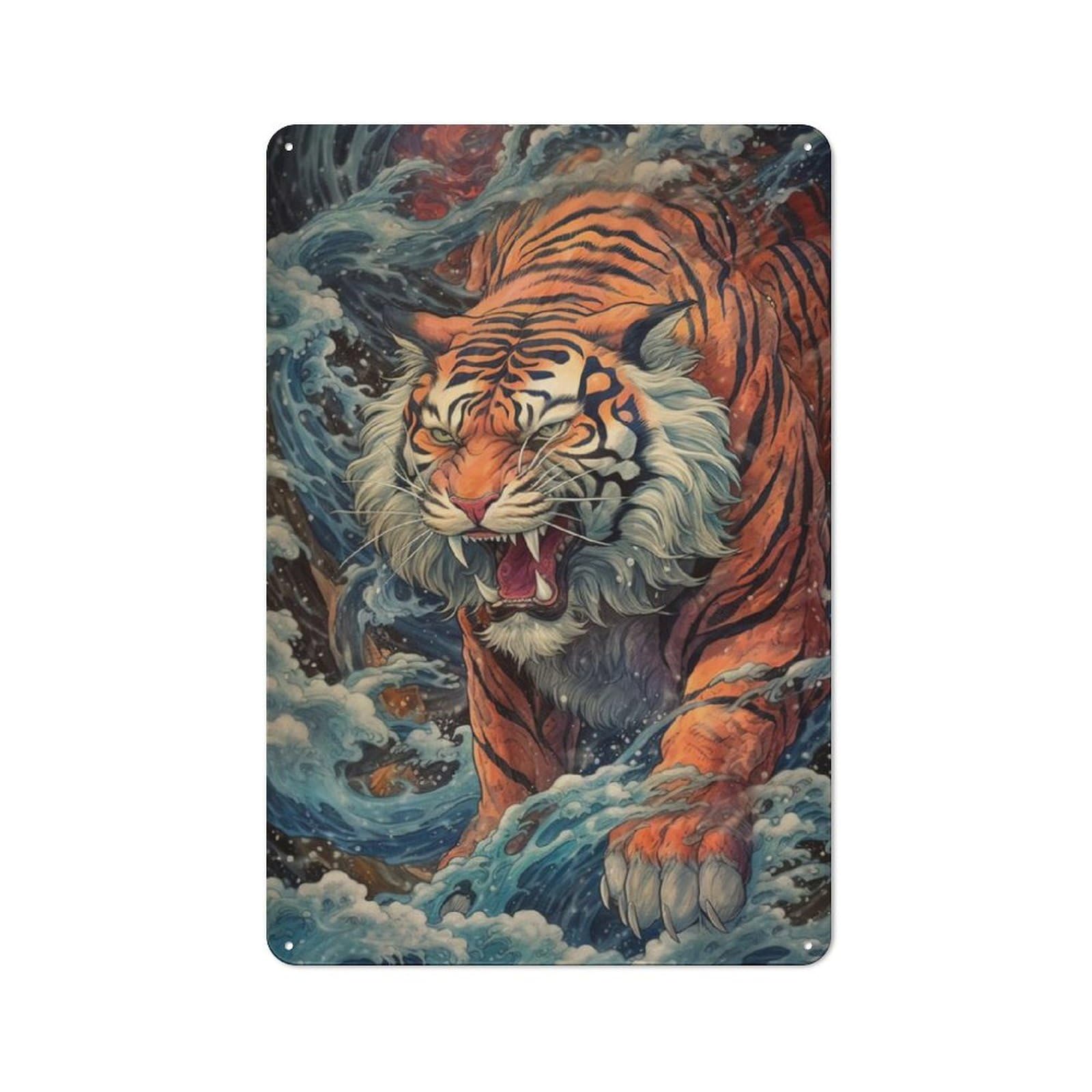 Generic beautiful animal tiger retro vintage metal iron sign coffee bar wall decor home office signs gift poster 8x12 inches, 30