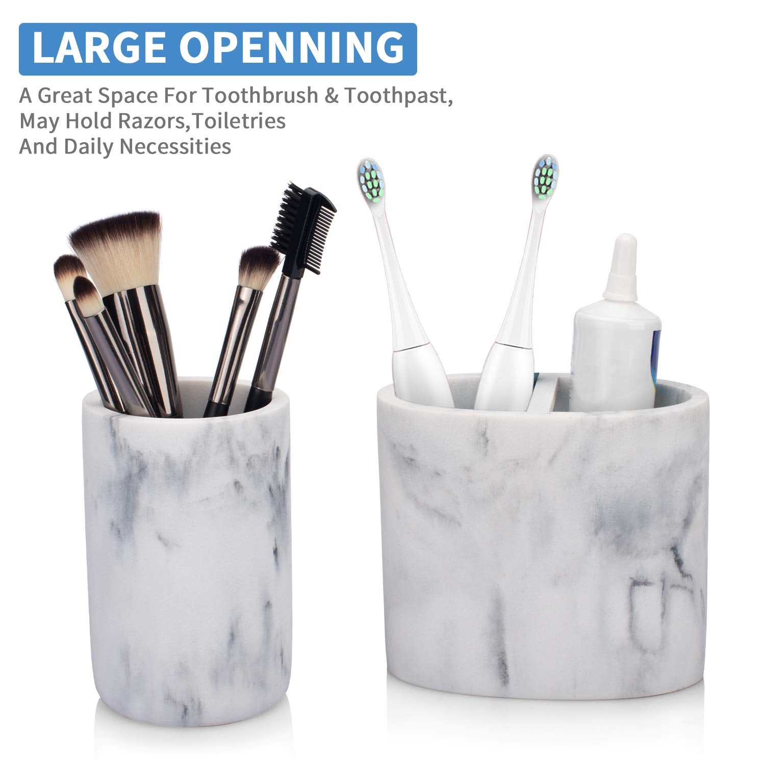 L'Arl Gmvoi Bathroom Accessories Set,4 Pieces Marble Bathroom Vanity Countertop Accessory Set With Bathroom Toothbrush Holder Se