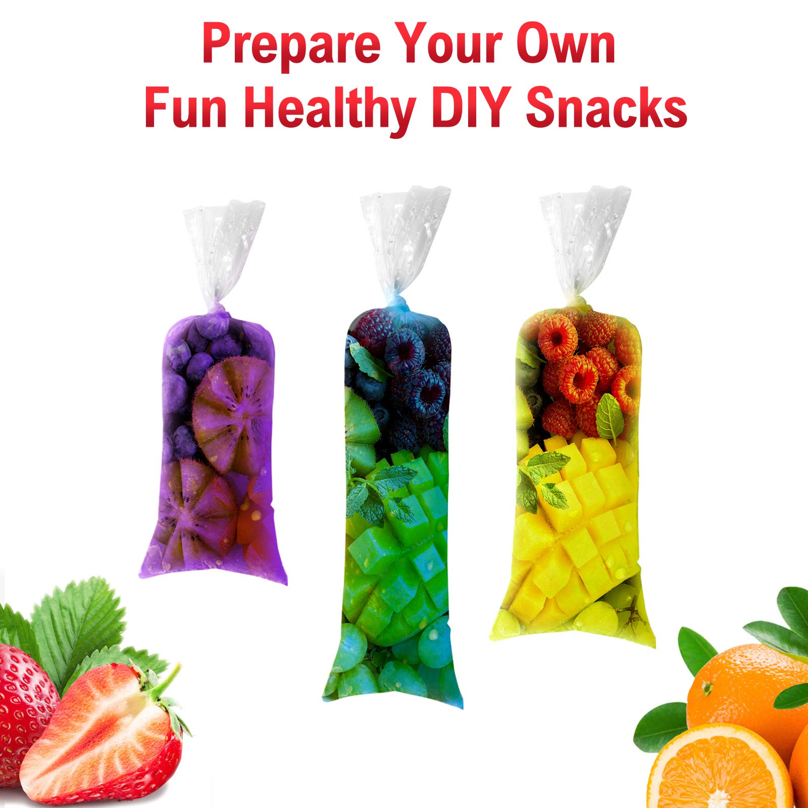 Ice Lolly Bags Disposable Ice Cream Mold Bags With Silicone Funnel, 3 Size Diy Ice Candy Pouch For Making Ice Cream Yogurt, 2X12