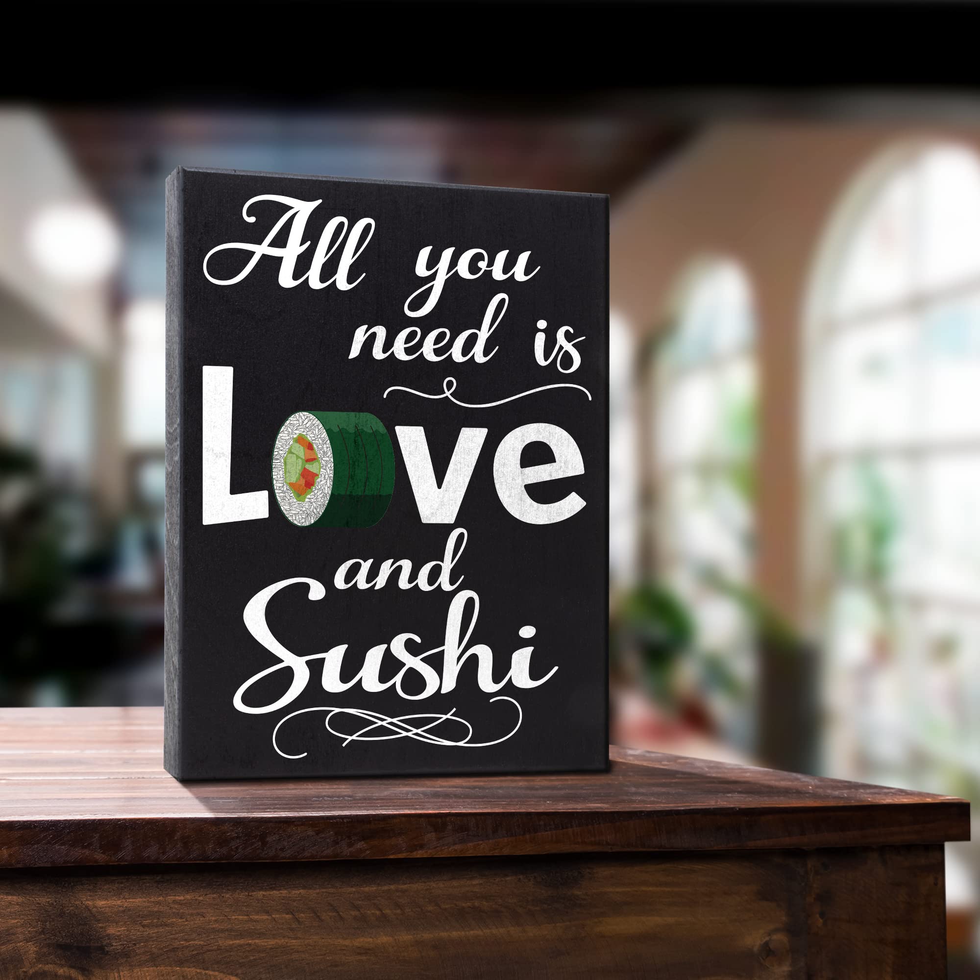 JennyGems All You Need is Love and Sushi Wooden Sign  Gifts for Sushi Lovers  Shelf Decor and Wall Hanging  Made in USA