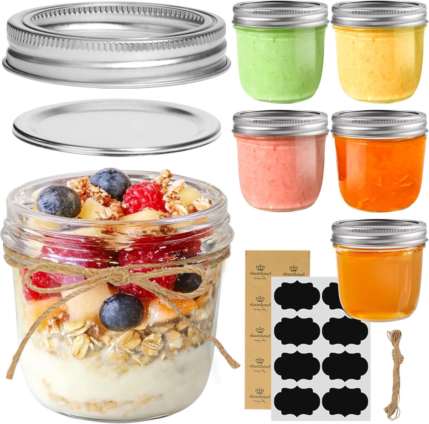 ComSaf Wide Mouth 8 oz Mason Jars with Lids, 6 Pcs Small Mason Containers, Canning Jars, 8oz Glass Jar with Lid, Canning Jars fo