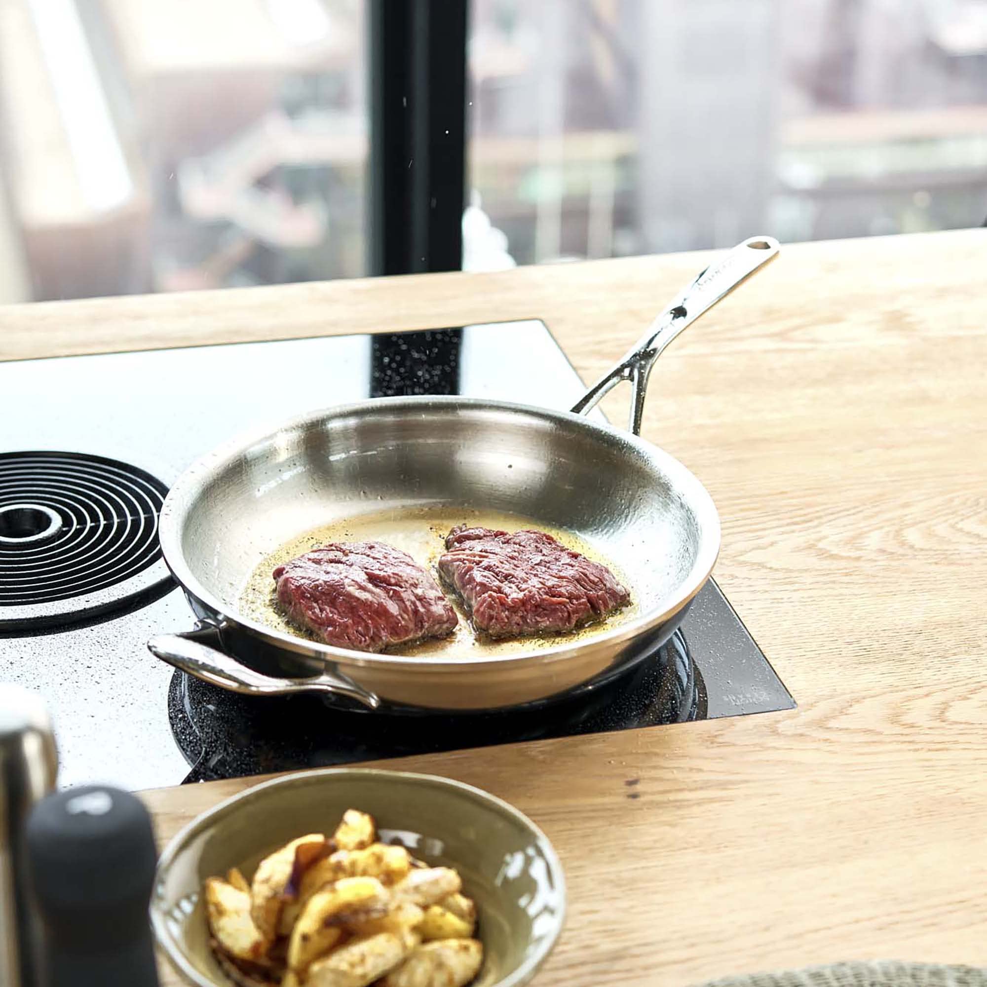 Demeyere Atlantis Proline 12.6-Inch Stainless Steel Fry Pan With Helper Handle