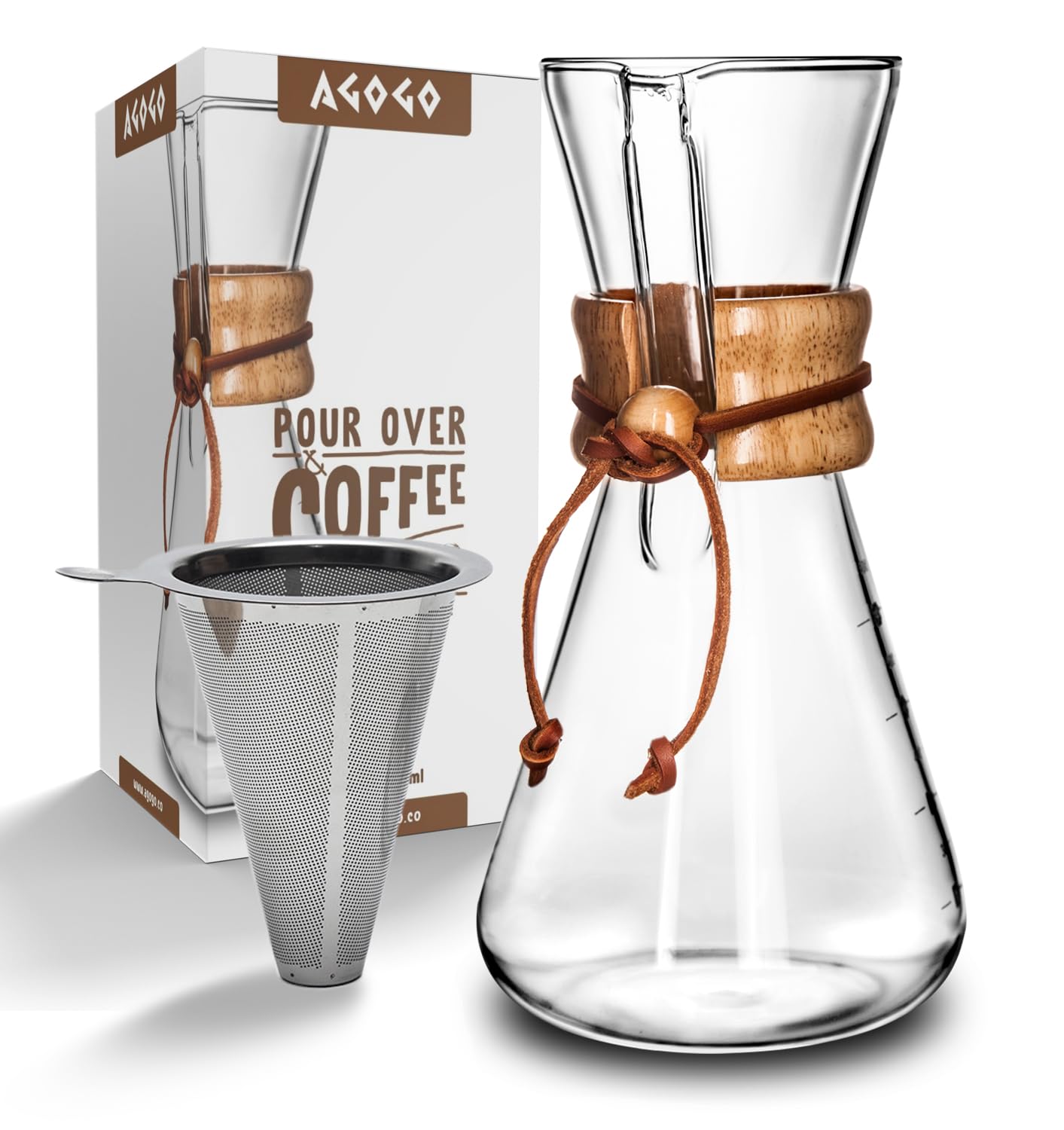 Agogo Pour Over Coffeemaker Set Classic Series With Filter 6 Cups