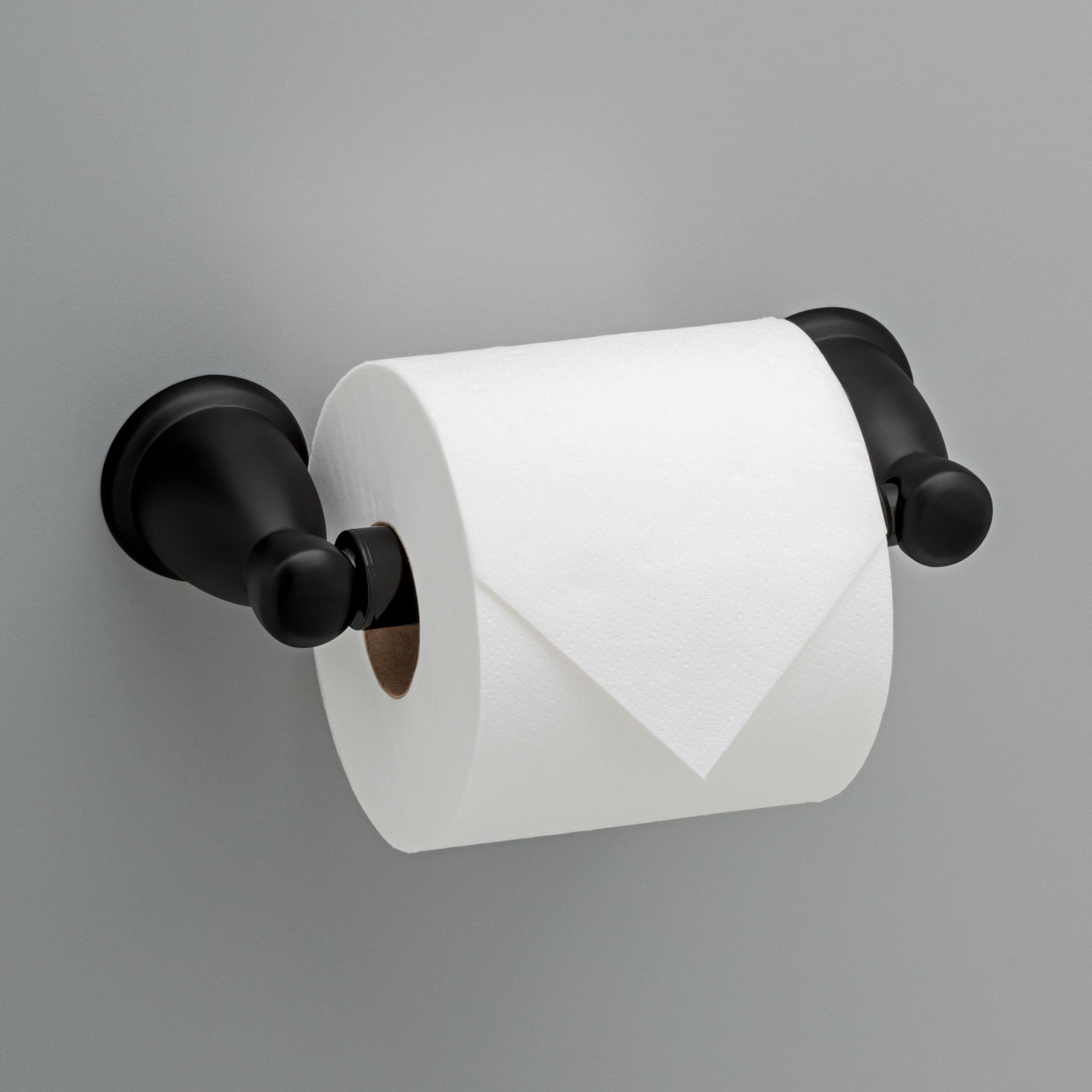 Franklin Brass Kinla Spring (1-Pack) Toilet Paper Holder Matte Black Tissue Roll Spring-Loaded Rod, Organization And Storage, Wa
