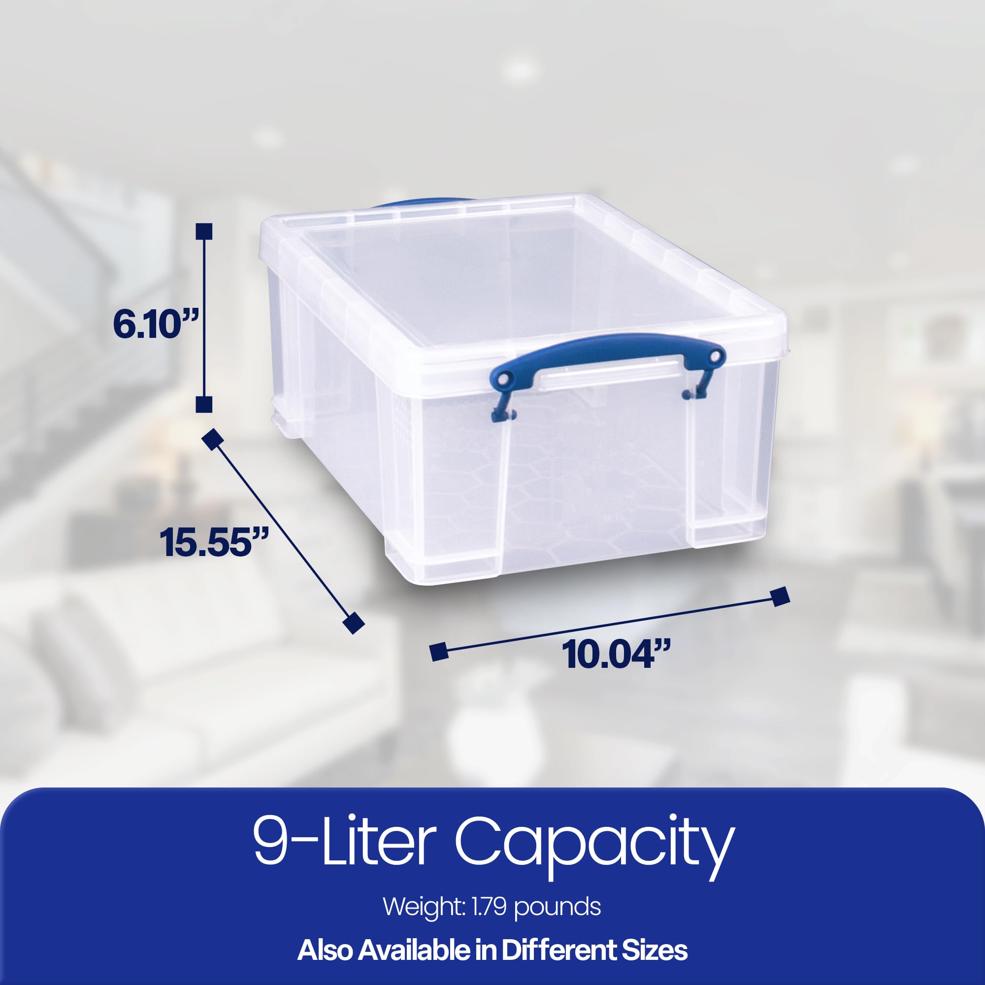 Really Useful Box 9 Liter Plastic Storage Bins With Lids And Clip Lock Handles For Home Or Office Organization And Storage (2 Pa