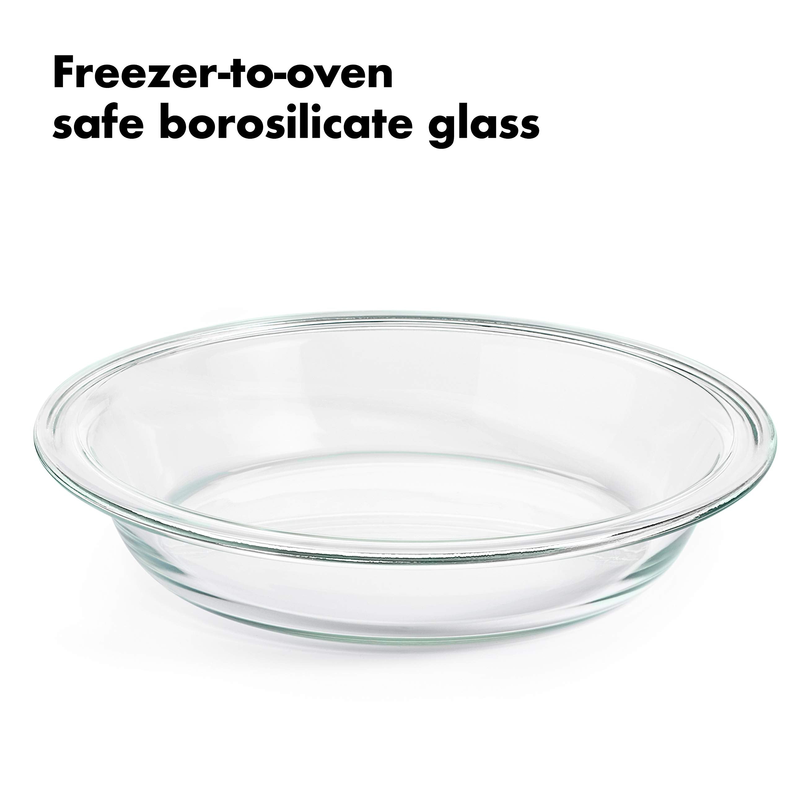 OXO Good Grips Glass Pie Plate with Lid, 1.4Q/1.3L, Durable Glass, Model 11249100, Perfect for Baking and Serving