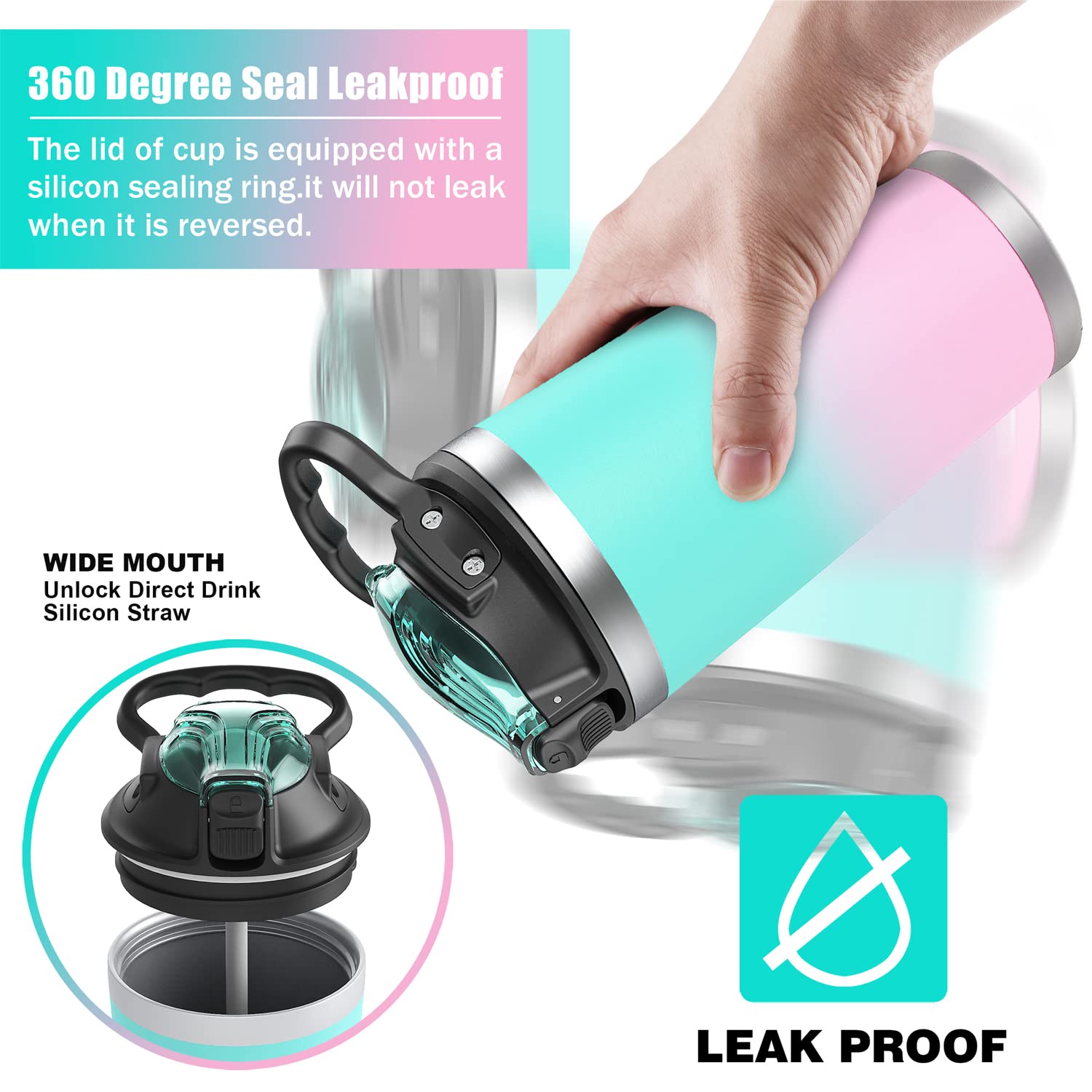 Physiuo Stainless Steel Tumbler With Lid And Straw 20Oz, Vacuum Insulated Coffee Tumbler Cup, Travel Coffee Mug, Double Wall Tra