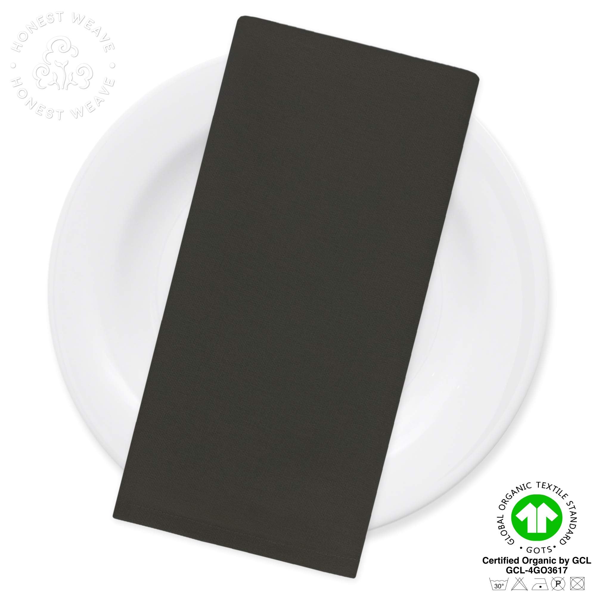 Honest Weave Gots Certified Organic Cotton Washable Cloth Napkins Sets For Everyday Dining, Dinner Parties, Weddings | Oversized