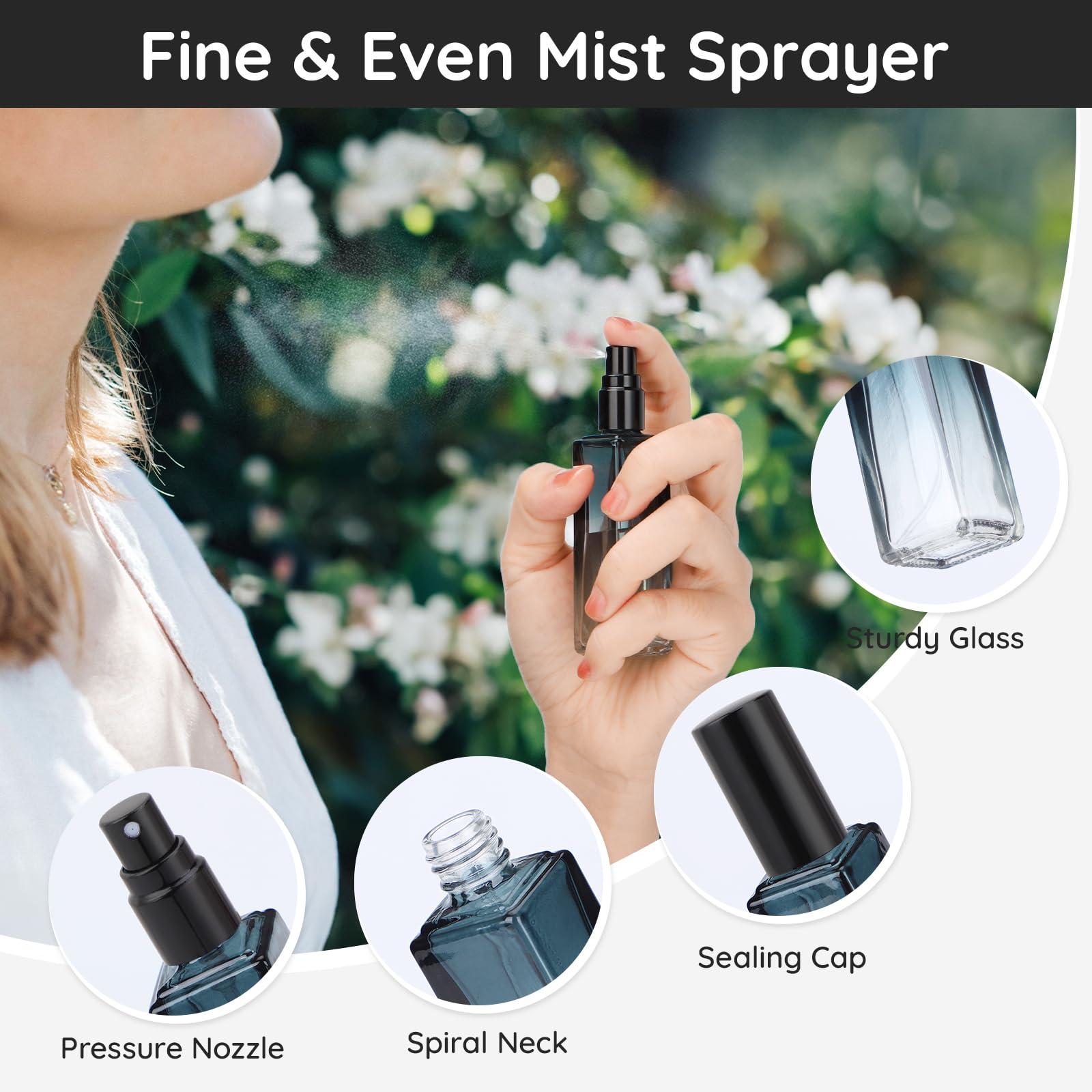 Segbeauty Glass Perfume Spray Bottle, 5 Pack Of 20Ml Mini Travel Atomizer Sprayer For Perfume, Empty Press Pump Bottle Refillabl