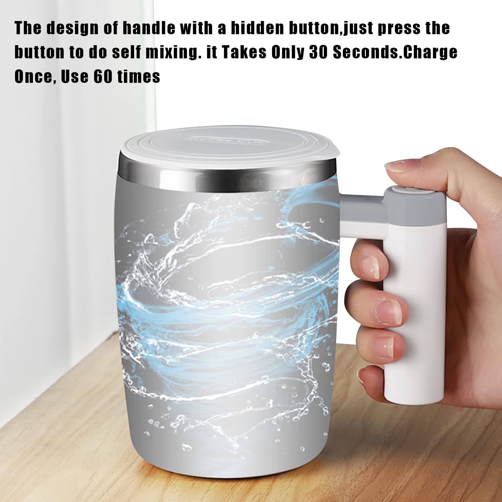 Fcsweet Self Stirring Mug,Rechargeable Auto Magnetic Coffee Mug With 2Pc Stir Bar,Waterproof Automatic Mixing Cup For Milk/Cocoa