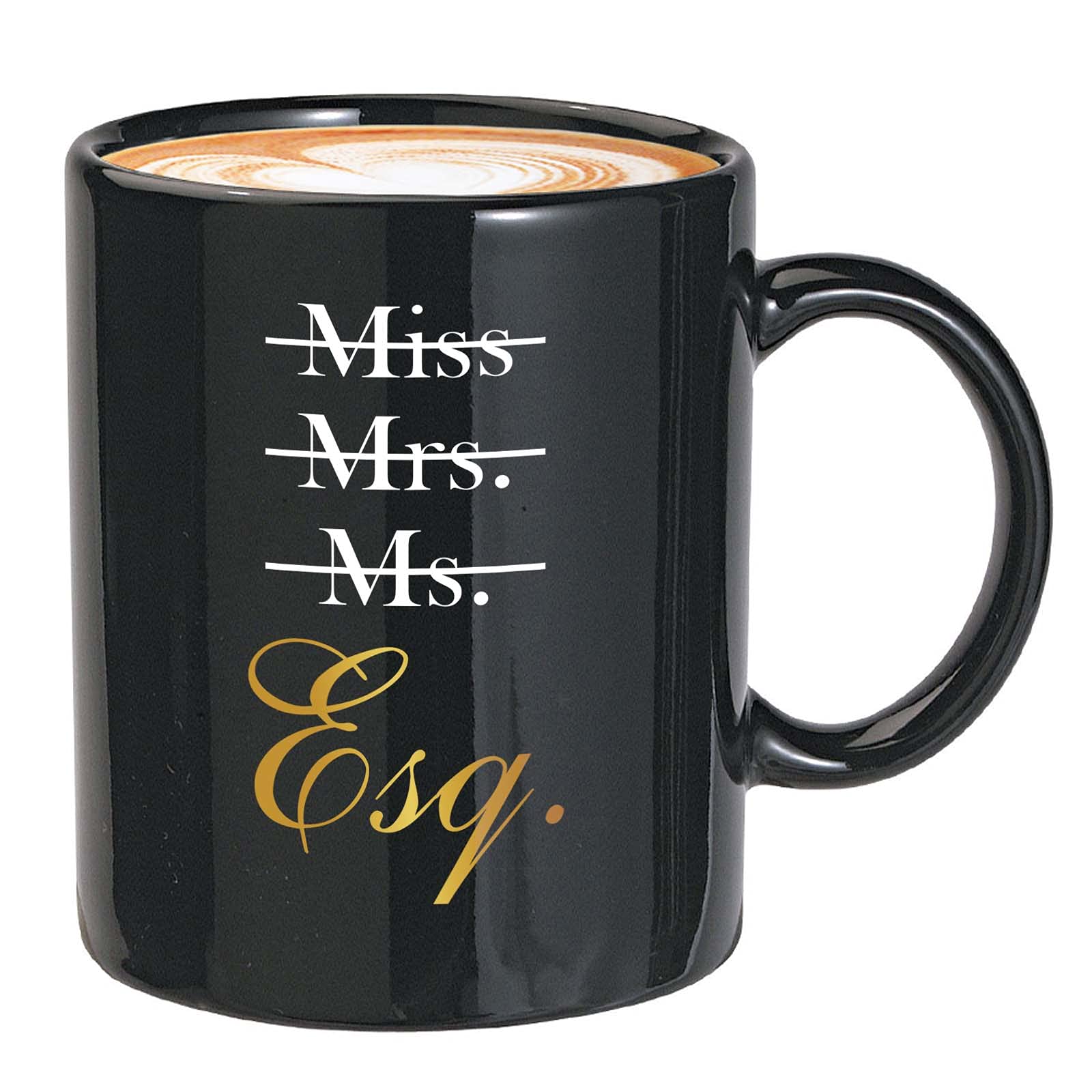 Lawyer Coffee Mug - Miss Mrs. Ms. Esq. - Law Student Law School Attorney Advocate Law Grad Her Esquiire 11Oz Black