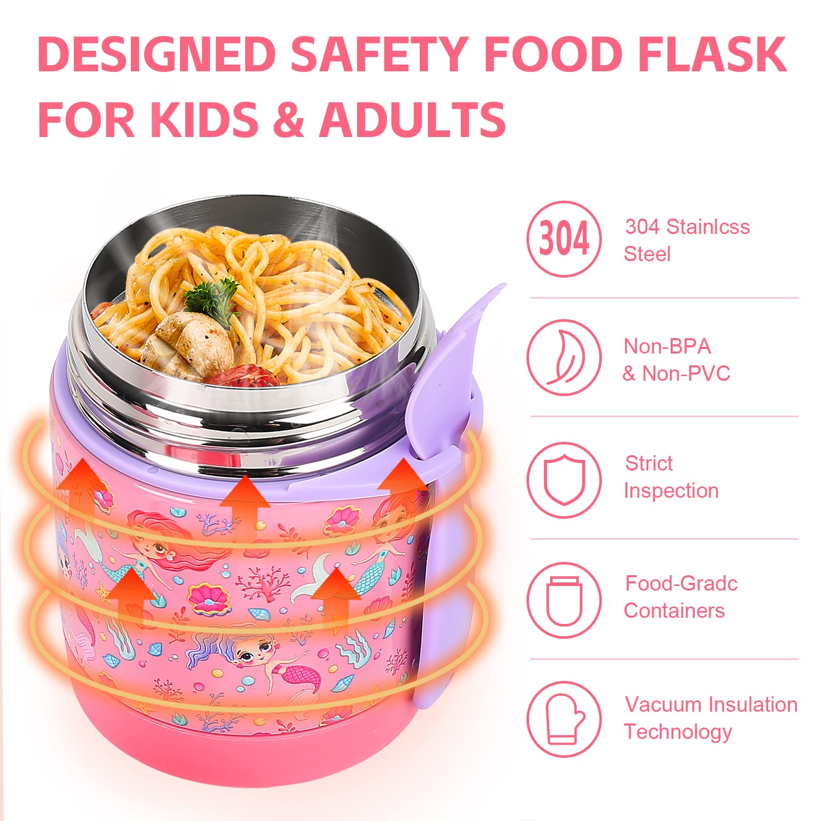 Pawtong 10Oz Soup Thermo For Hot Food Kids Insulated Food Jar,Thermo Hot Food Lunch Container, Width Mouth Stainless Steel Lunch