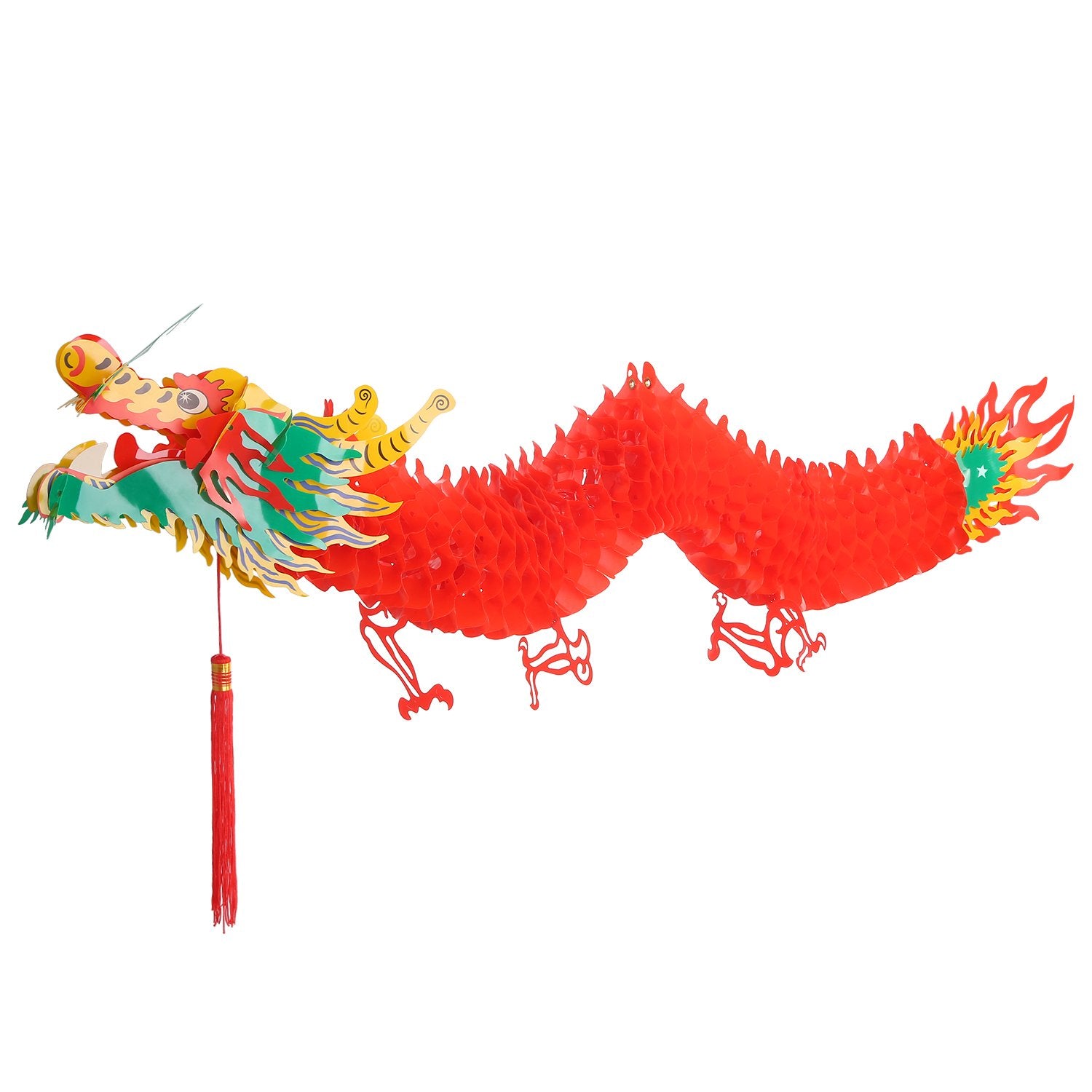 Bememo 3D Chinese New Year Dragon Garland Hanging Decoration (5.9 Feet)