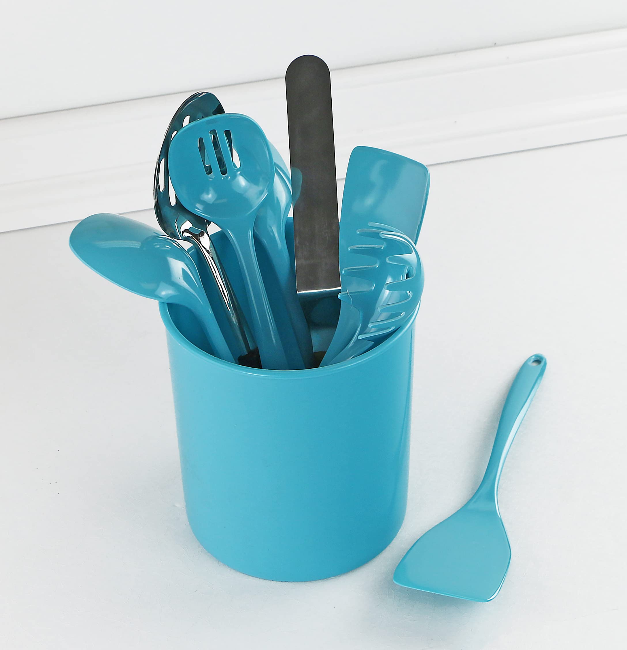 Reston Lloyd Multipurpose Crock Organize All Kinds Of Utensils & Kitchen Tools, Extra Large Holder, Turquoise