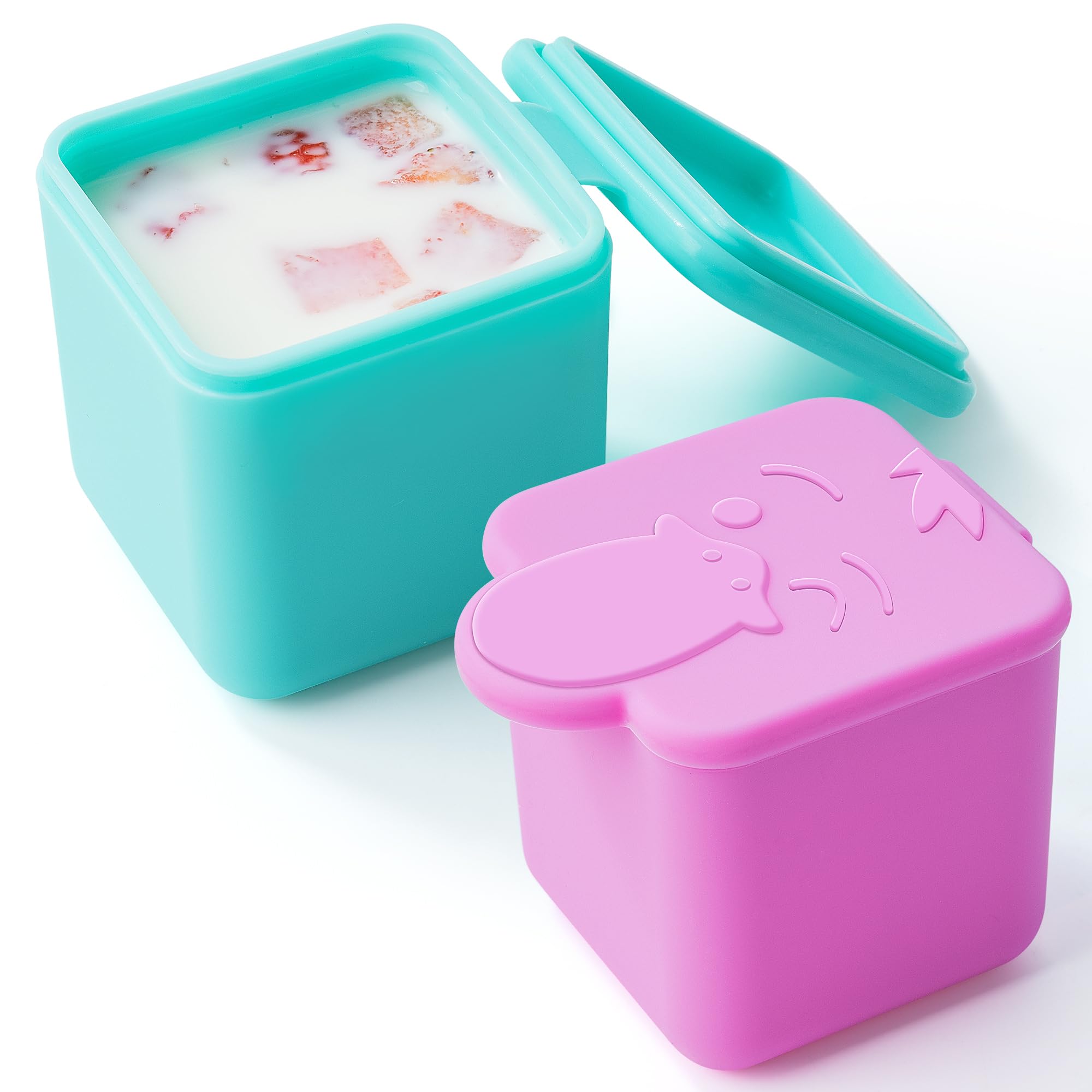 Homotte Leakproof Dips Containers Compatible With Most Bento Lunch Box, 2X 4 Oz Salad Dressing Container To Go, Small Silicone S