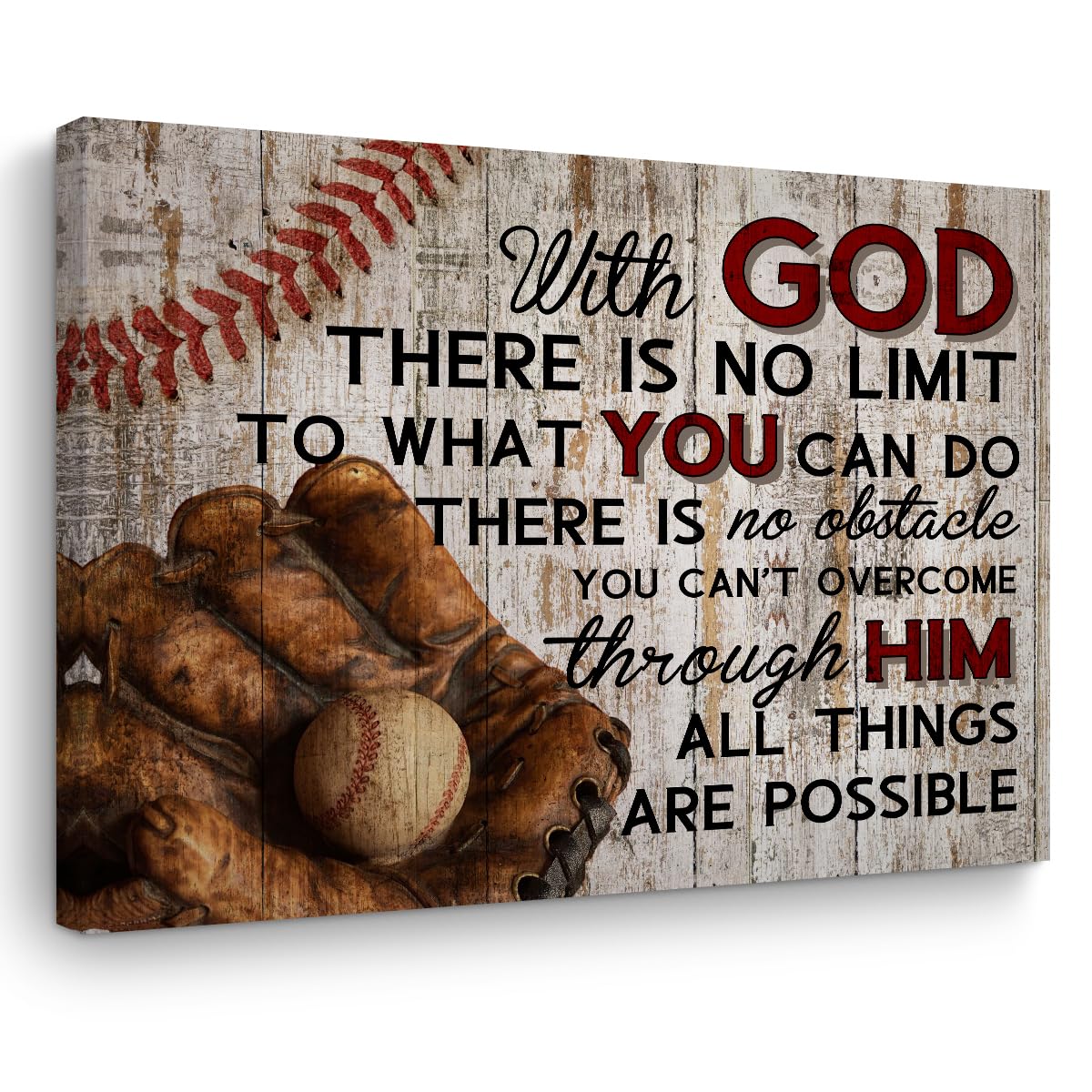 Baseball Gifts Stuff Religious Baseball Canvas Wall Art Wall Decor Inspirational Boys Men Room Rustic Framed Posters Art Prints