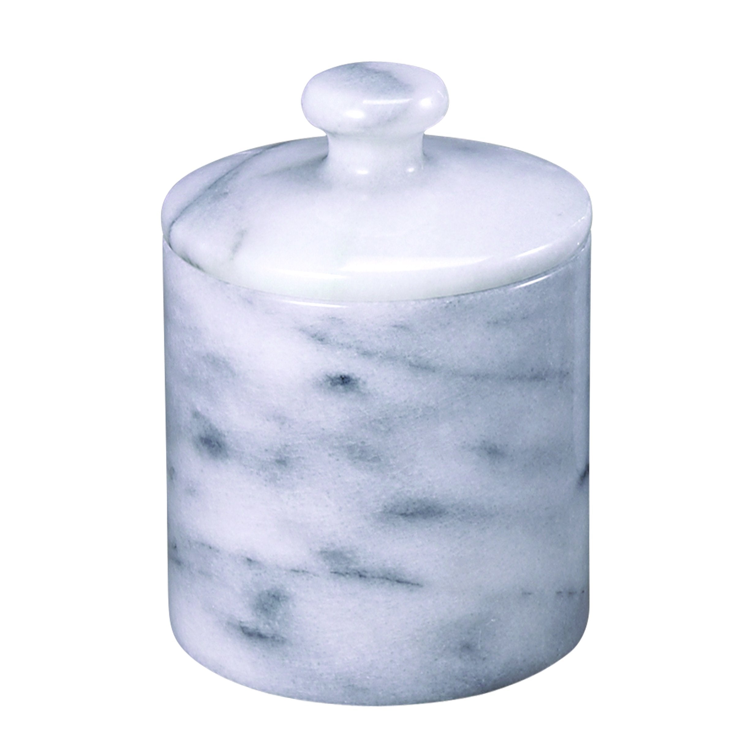 Creative Home White Marble Spa Cotton Ball Holder, 3-5/8'' Diam. X 4-3/4'' H
