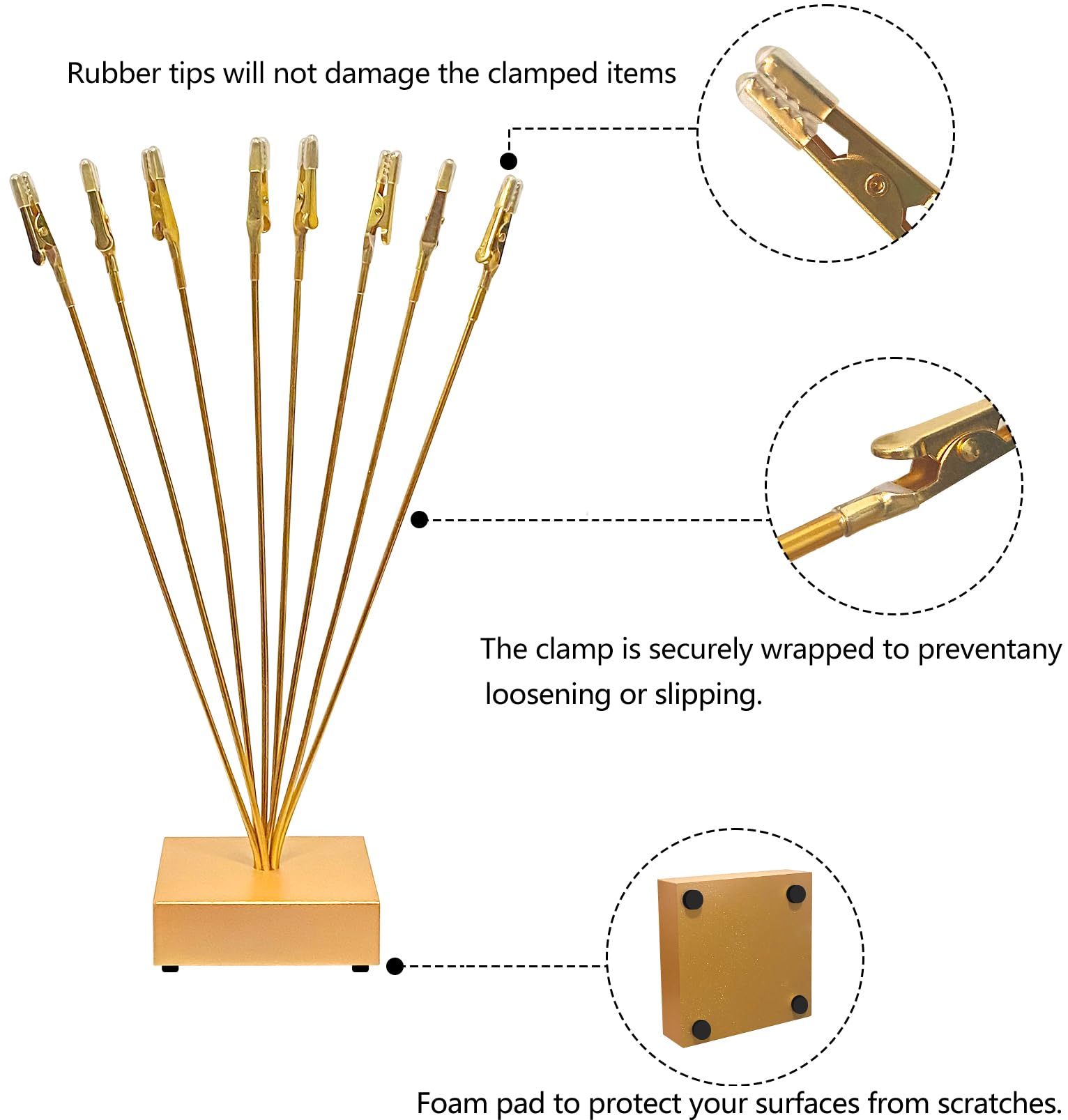 Gold Photo Tree Holder Clip Cube Base,8 - Branch Money Trees Gift Card Holder with Clips,Picture Holder Stand for Christmas Wedd