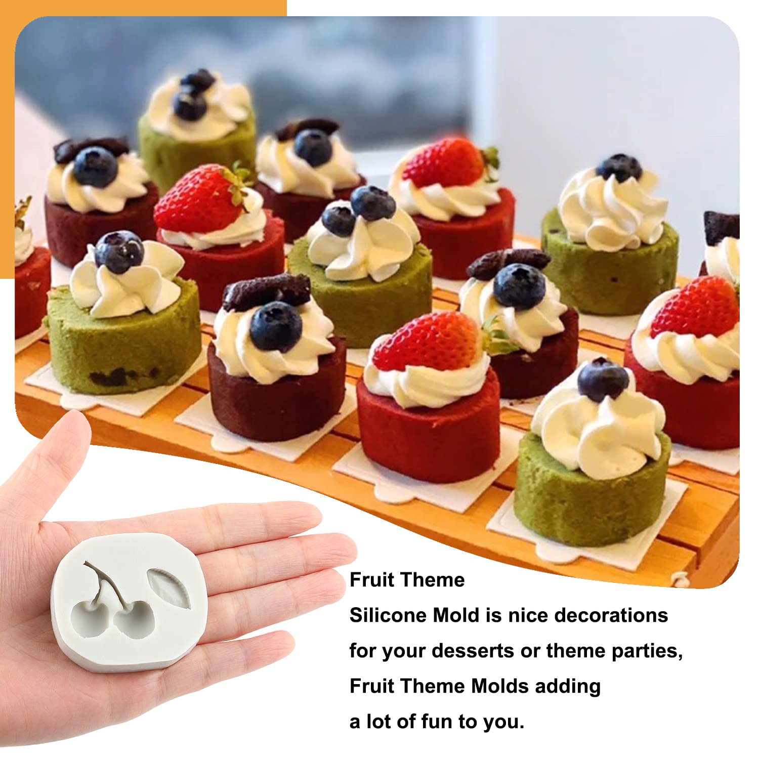 Sijiangmold Blueberry Raspberry Cherry Strawberry Cake Fondant Molds Berry Series Silicone Mold For Cake Decoration Cupcake Topp