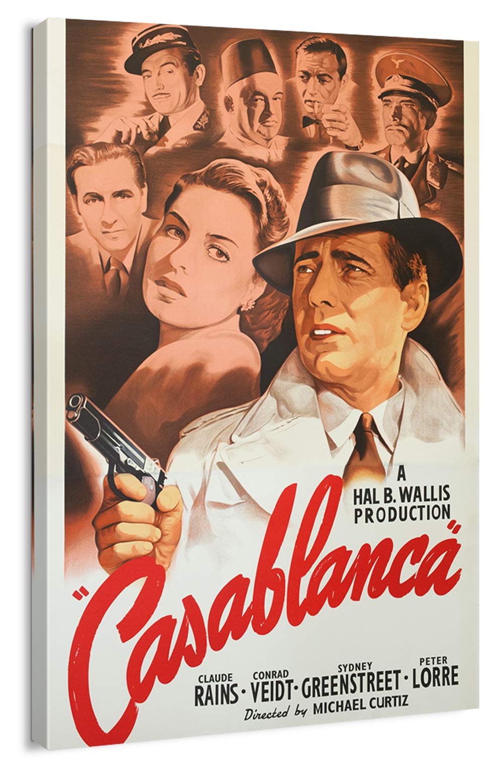 Artprints1Stop Canvas Print Wall Art - Vintage Movie Poster For Casablanca, 1942-24X36 Inches