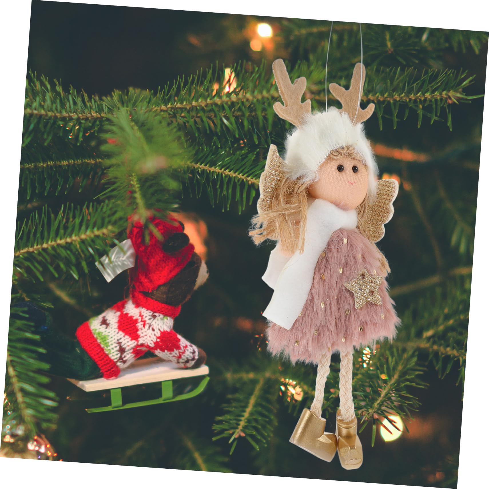 ABOOFAN Festival Supplies 1pc Christmas Decorations Plush Girl Ornaments Angel Christmas Tree Topper