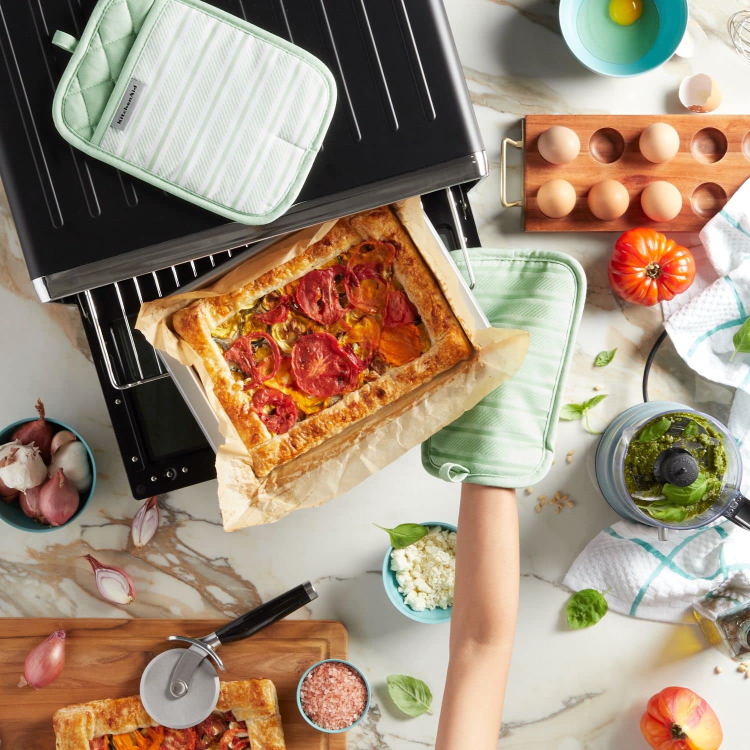 Kitchenaid Albany Pot Holder 2-Pack Set, Pistachio, 7''X10''