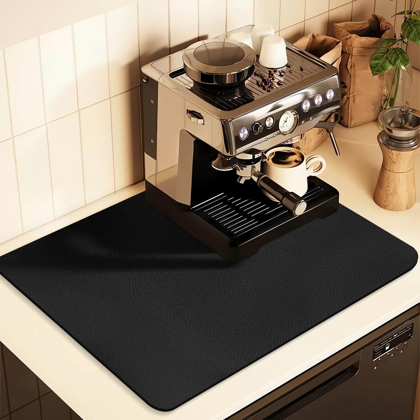 Coffee Mat for Countertops,Coffee Bar Accessories Fit Under Coffee Maker Espresso Machine, Absorbent Hide Stain Rubber Mat for C