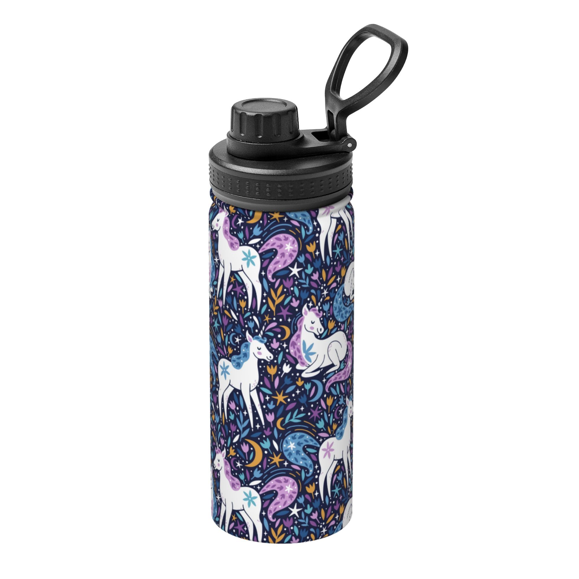 Kids Water Bottle,Unicorn Horse Insulated Stainless Steel Vacuum Wide Mouth Sports Leak Proof Travel Travel Mugs for Girls Boys 