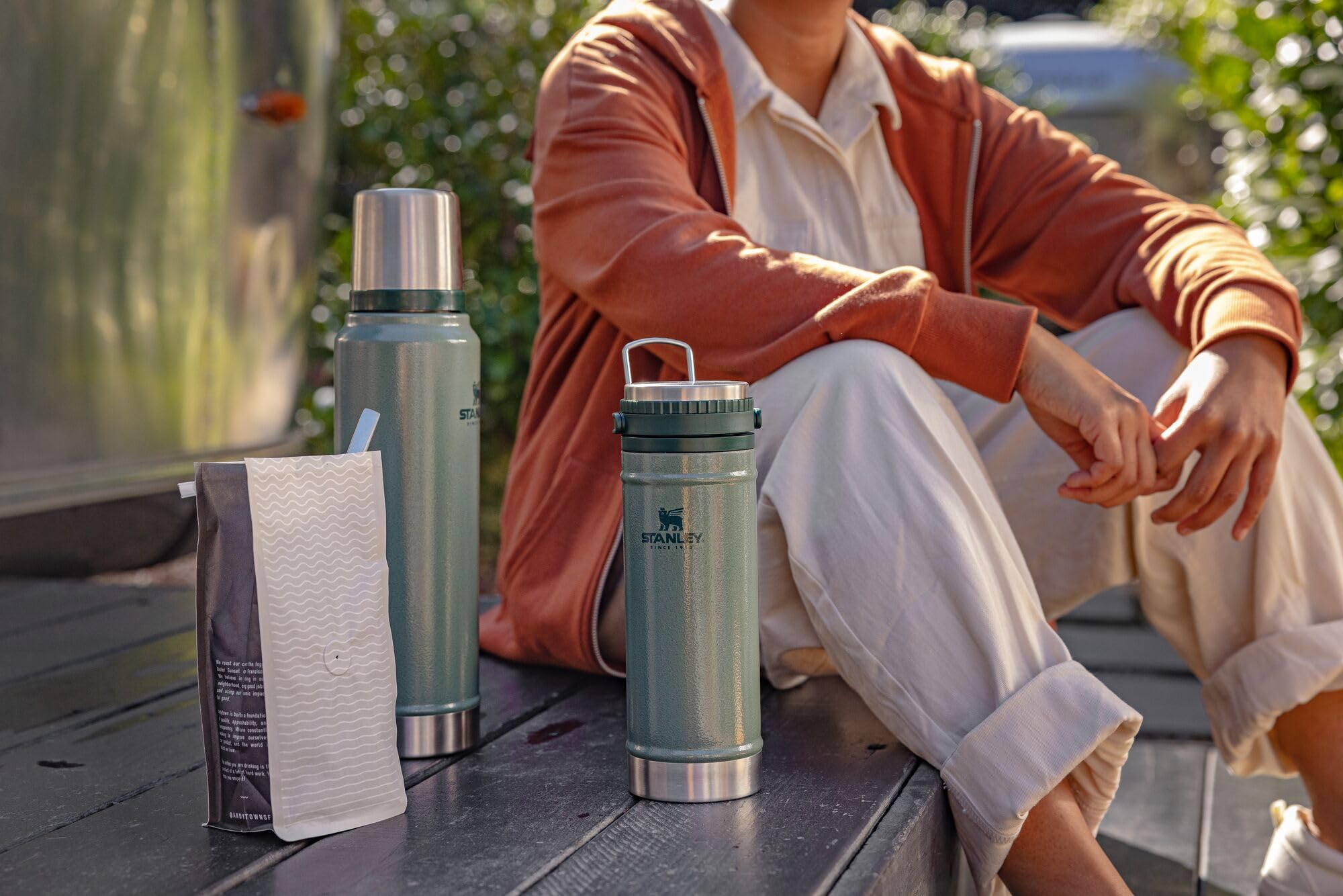 Stanley Travel Mug French Press 16oz Hammertone Green Aluminum Model 10-01855-013