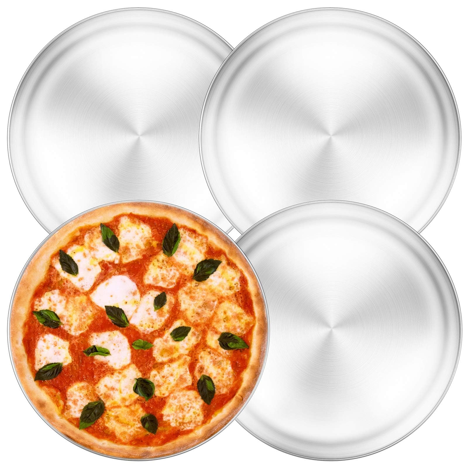 Yododo Pizza Pan, 13 Inch Stainless Steel Pizza Pan Set Large Pizza Oven Pans Tray For Baking Serving, Healthy & Heavy Duty, Dis