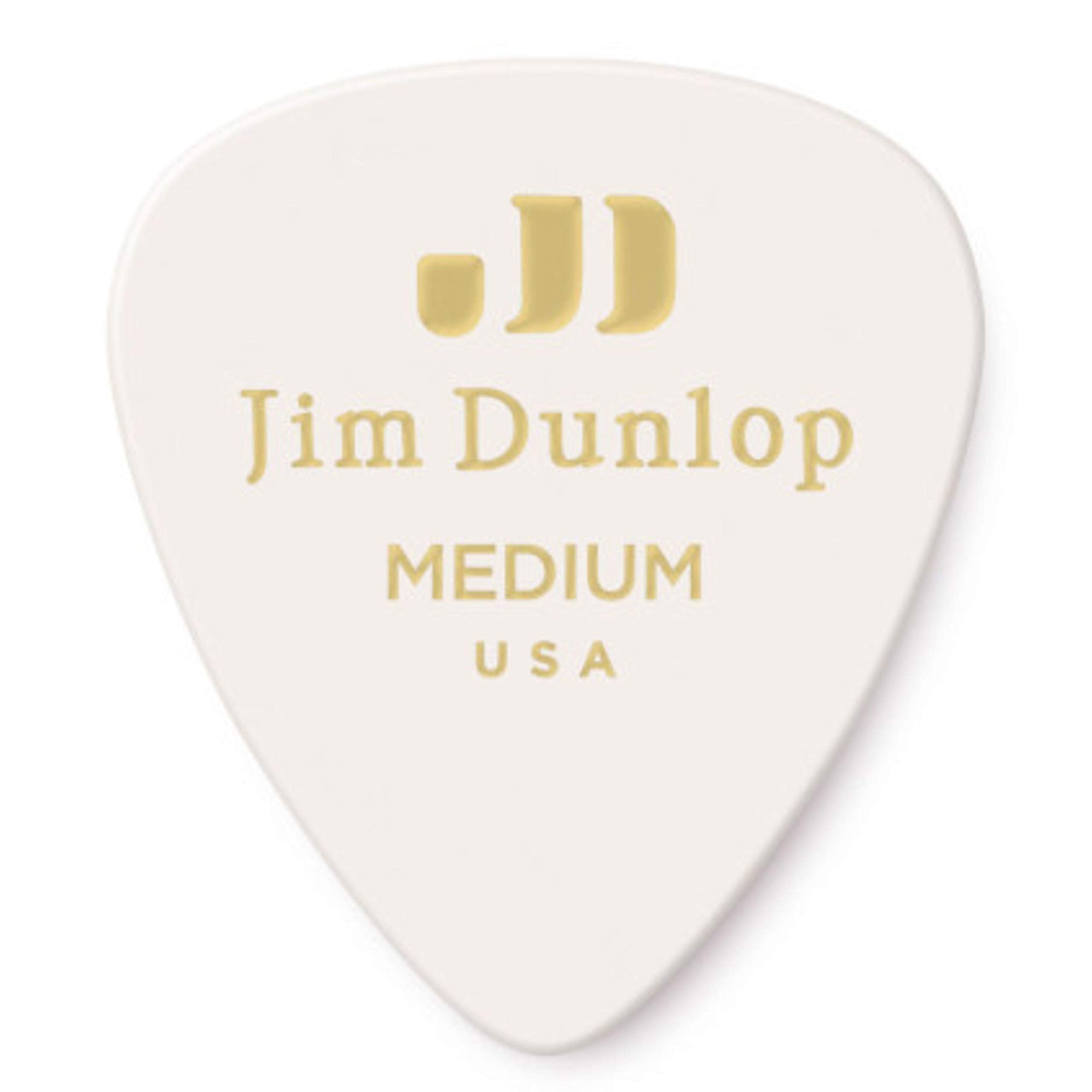 Dunlop 483P01Md Genuine Celluloid, White, Medium, 12Players Pack