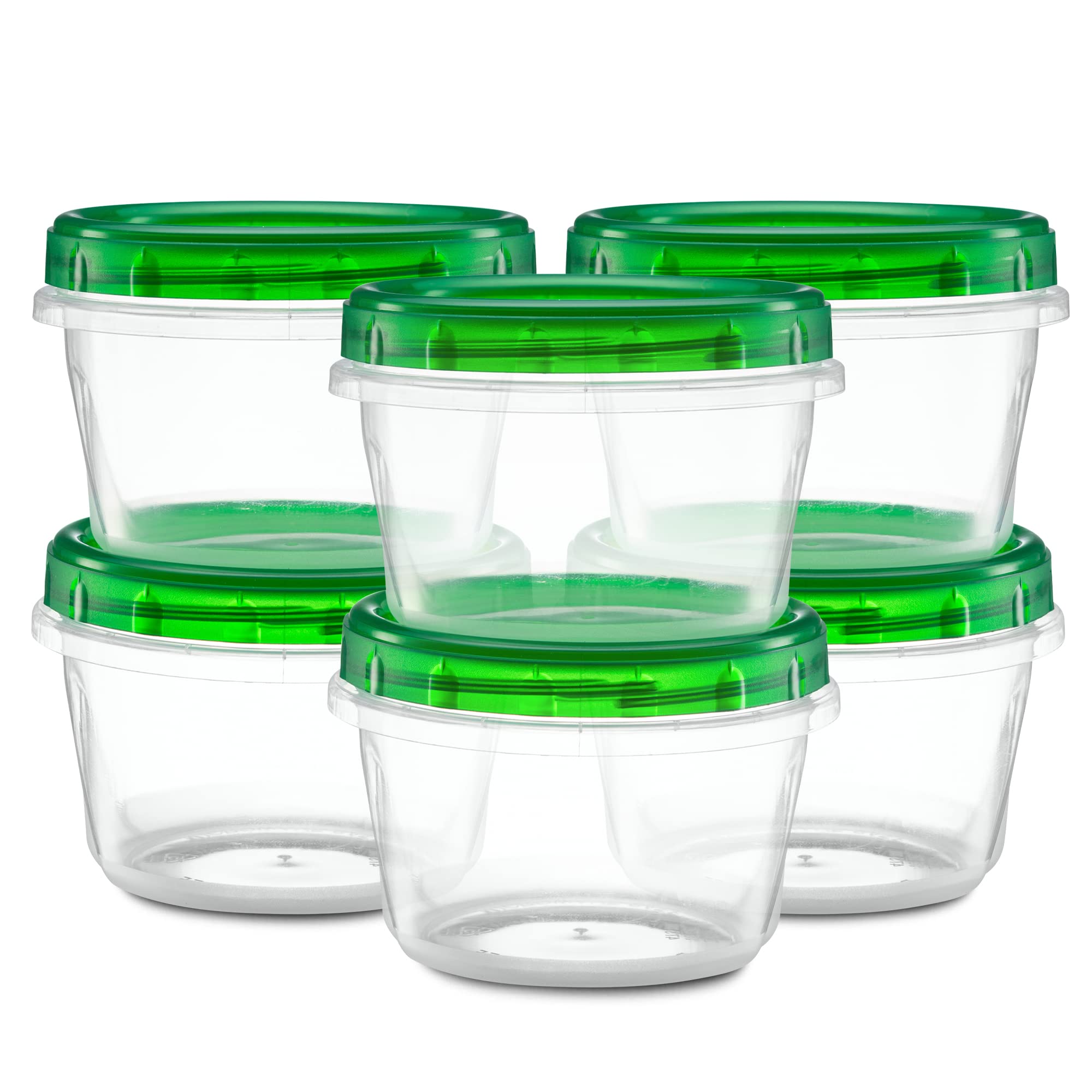 Elegant Disposables (4 Ounce 10 Pack) Twist Cap Containers Clear Bottom With Green Top Screw On Lids Twist Top Food Storage Free