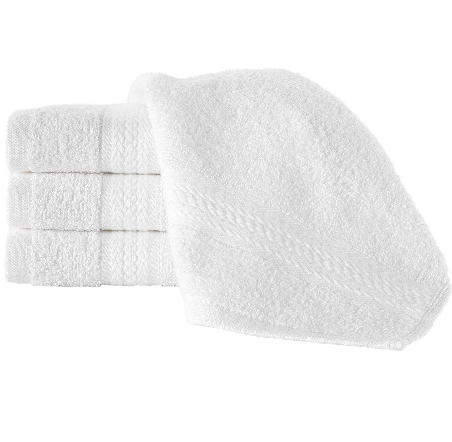 Regal Ruby 4 Pieces White Washcloths Bath Linen Set Quick-Dry, Highly Absorbent, Soft Feel Towels, Premium Quality Flannel Face
