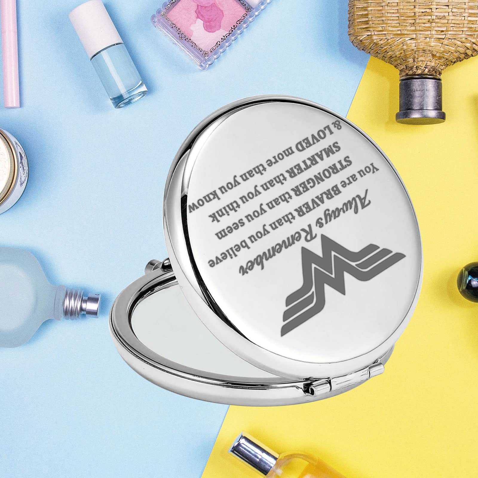 Keychin Heroine Pocket Mirror Diana Fans Gift You Are Braver Stronger Smarter Than You Think Heroine Compact Mirror (Heroine Mir