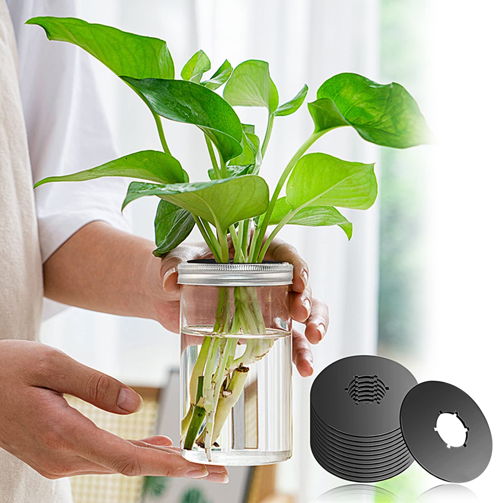 12Pcs Kratky Lids Wide Mouth Hydroponic Cover Lids Kratky Mason Jar Lids Kratky Lid Insert Kratky Jar Cover Hydroponic Lids Krat