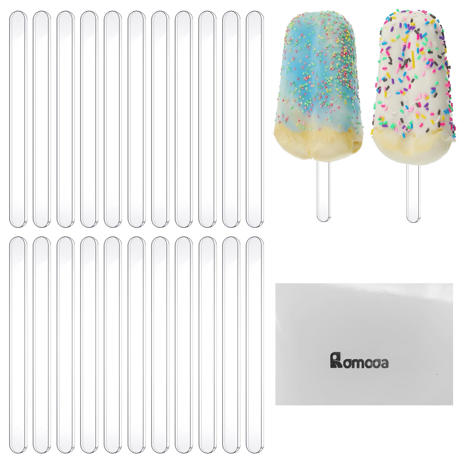 30 Pieces Acrylic Sticks Reusable Cakesicle Sticks Cake Pop Mold Mirror Ice Pop Sticks Ice Cream Cakesicle Mold for Home Cake Ca
