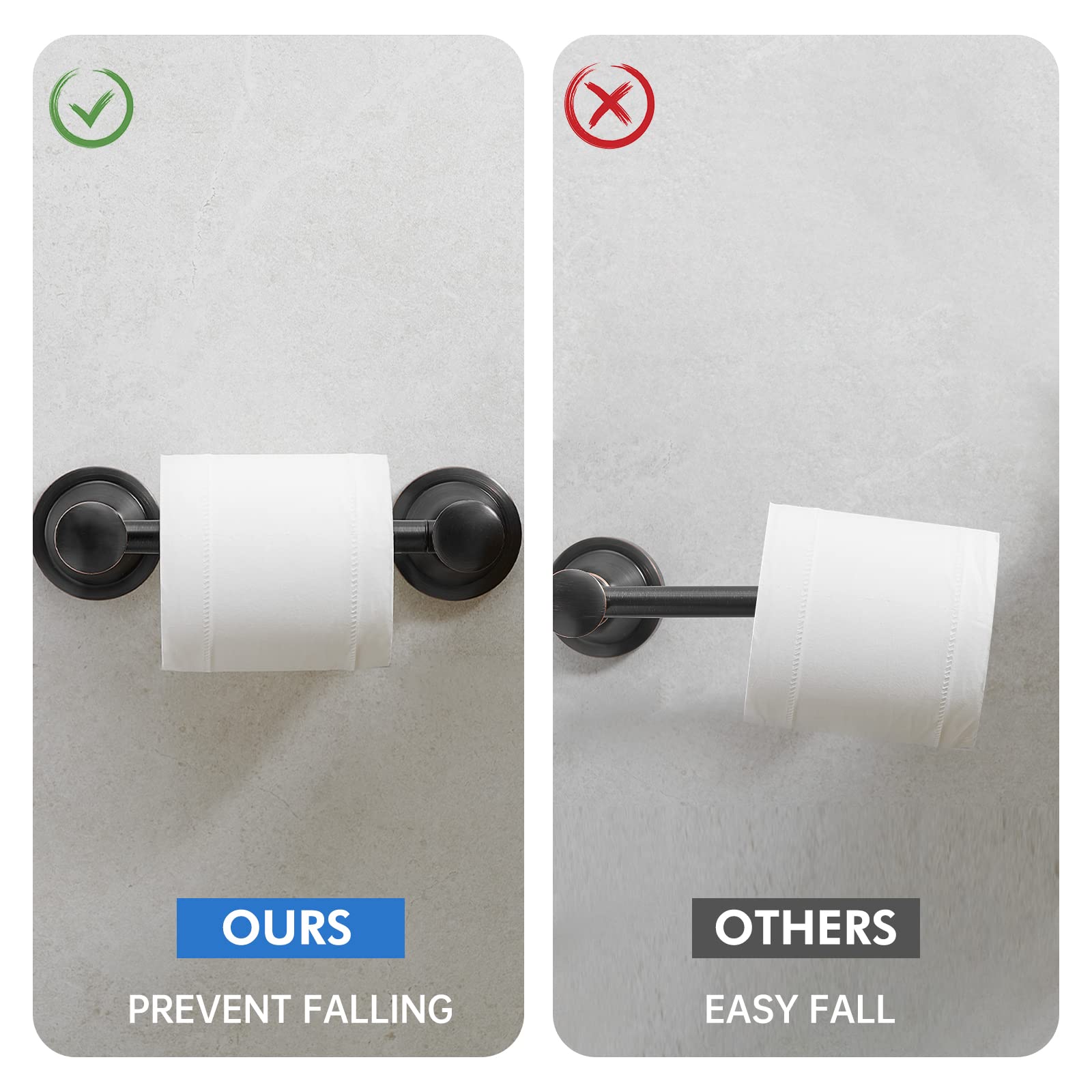 Rumose Toilet Paper Roll Holder Bathroom Flexible Pivoting Tissue Handle On Wall Mounted Oil Rubbed Bronze Rustproof Toilet Tiss