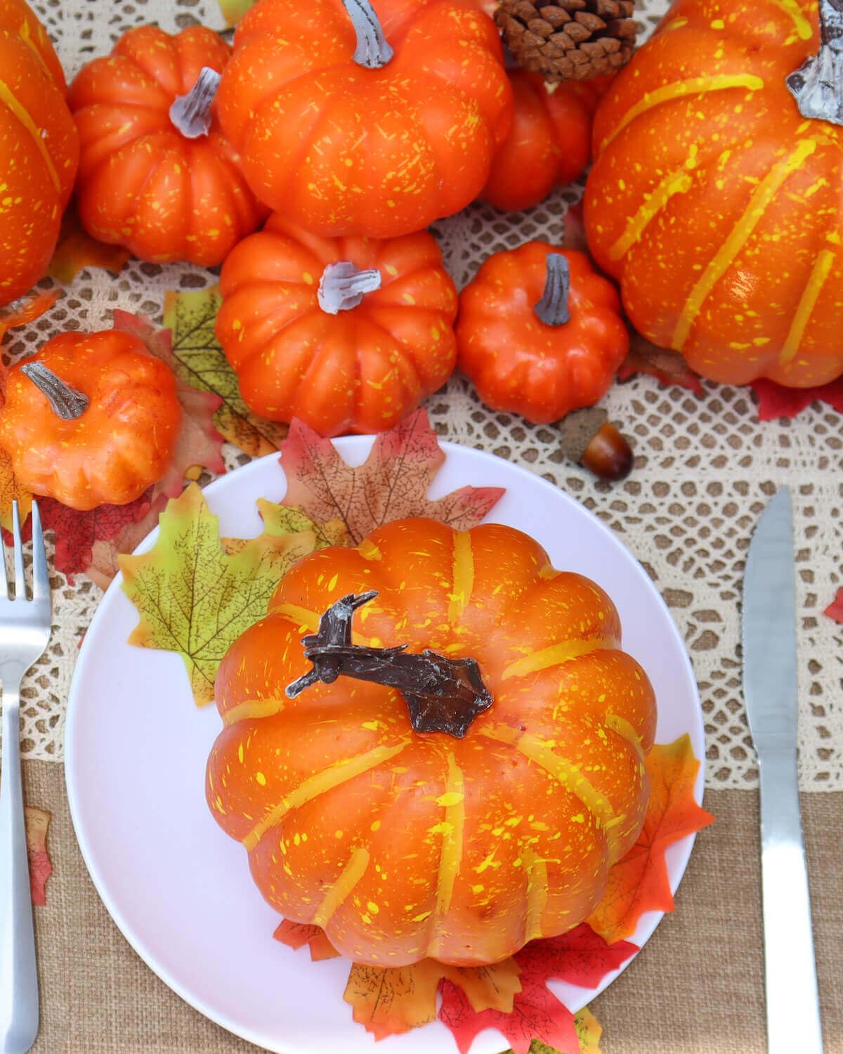 vensovo 6 Inch Large Pumpkins for Decorating - 4PCS Orange Foam Decorative Artificial Pumpkins for Fall Decor, Paintable, Perfec