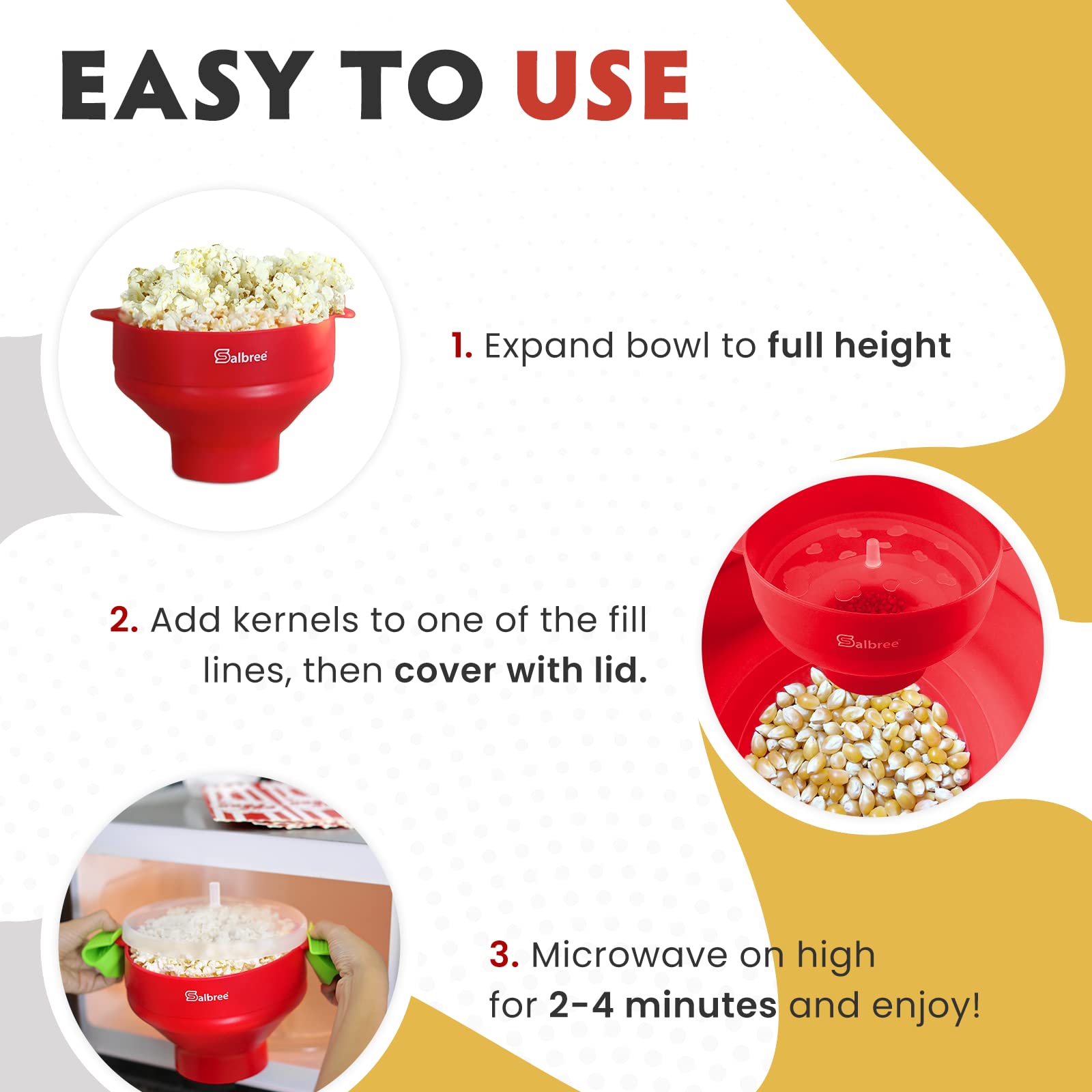 The Original Salbree Microwave Popcorn Popper Machine  Silicone Popcorn Maker  Collapsible Microwavable Bowl - Hot Air Popper - No Oil Required - The Most Colors Available (Turquoise)