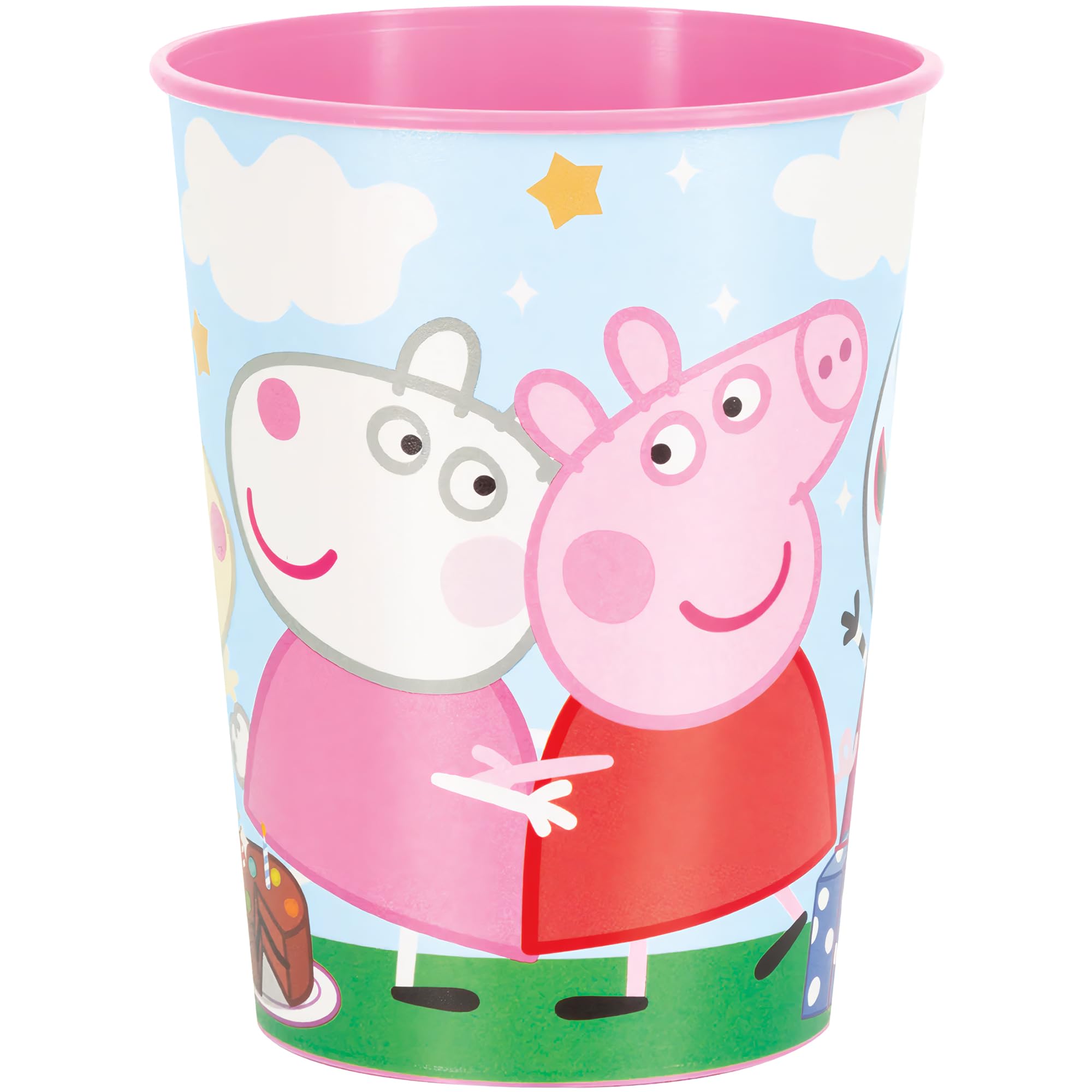 Unique Industries Peppa Pig Reusable Pink Plastic Stadium Cup - 16 Oz (1 Pc) | Perfect Party Decor Accessory For Kids' Celebrati