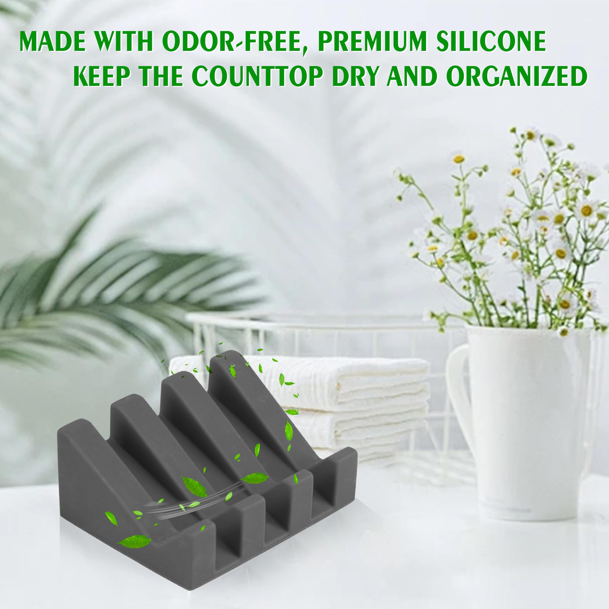 Coipdfty Soap Dishes, Upgrade Suction Silicone Shower Soap Dish With Drianage, Bar Soap Holder & Saver Waterfall Self-Draining T