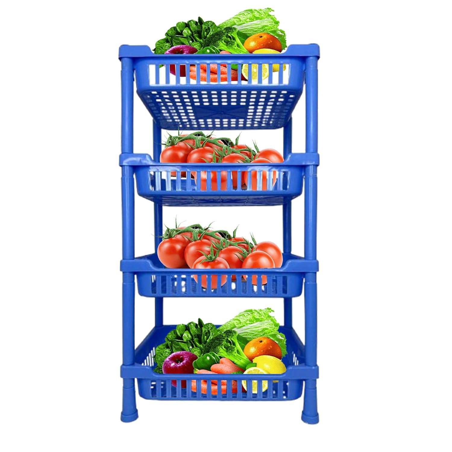 Sulfar Multipurpose Plastic Trolley With Countertop Dish Rack For Kitchen Fruit Vegetable Storage Basket Modern Organizer 4 Lay