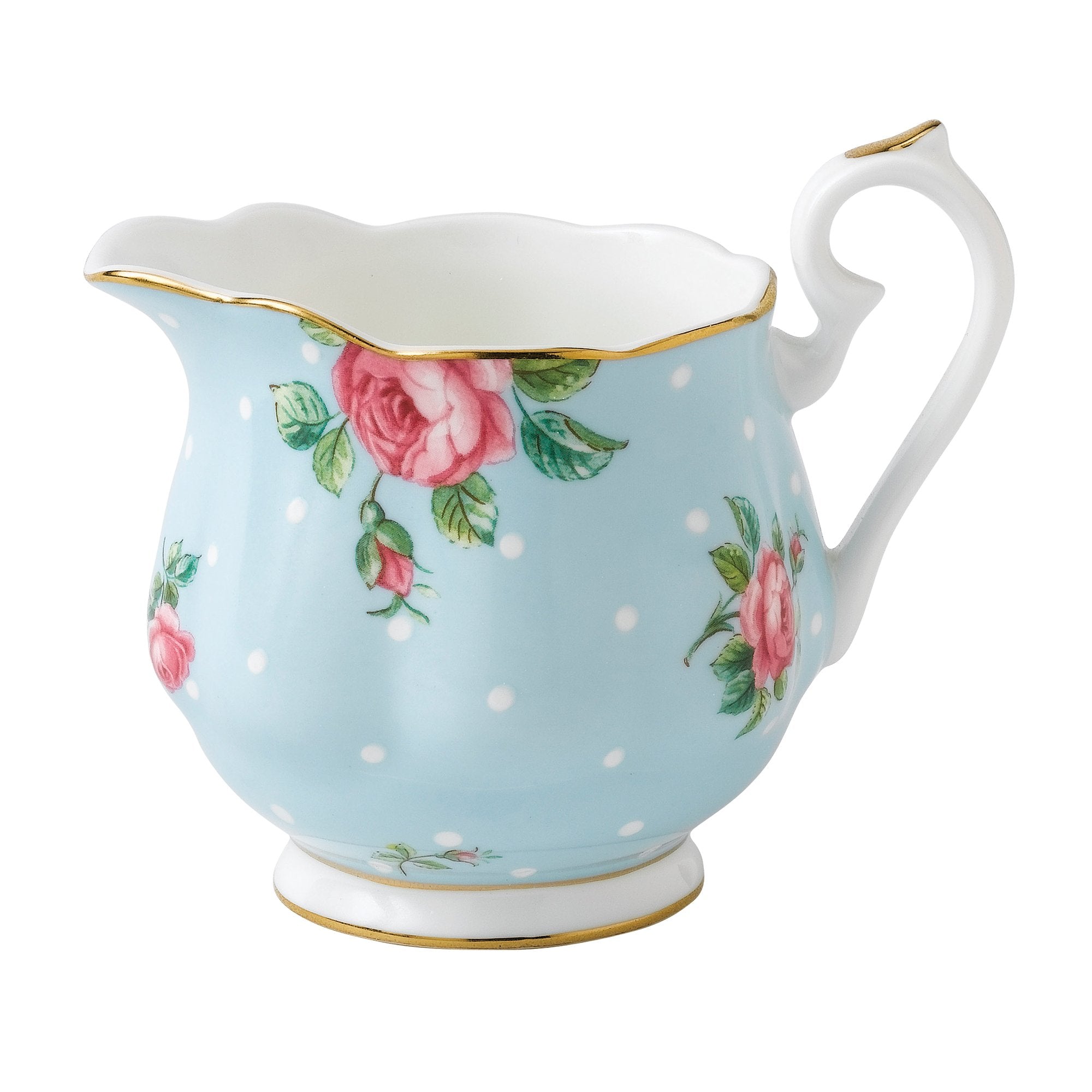 Royal Albert Polka 3-Piece (Teapot, Sugar & Creamer) Tea Set, Blue Multi