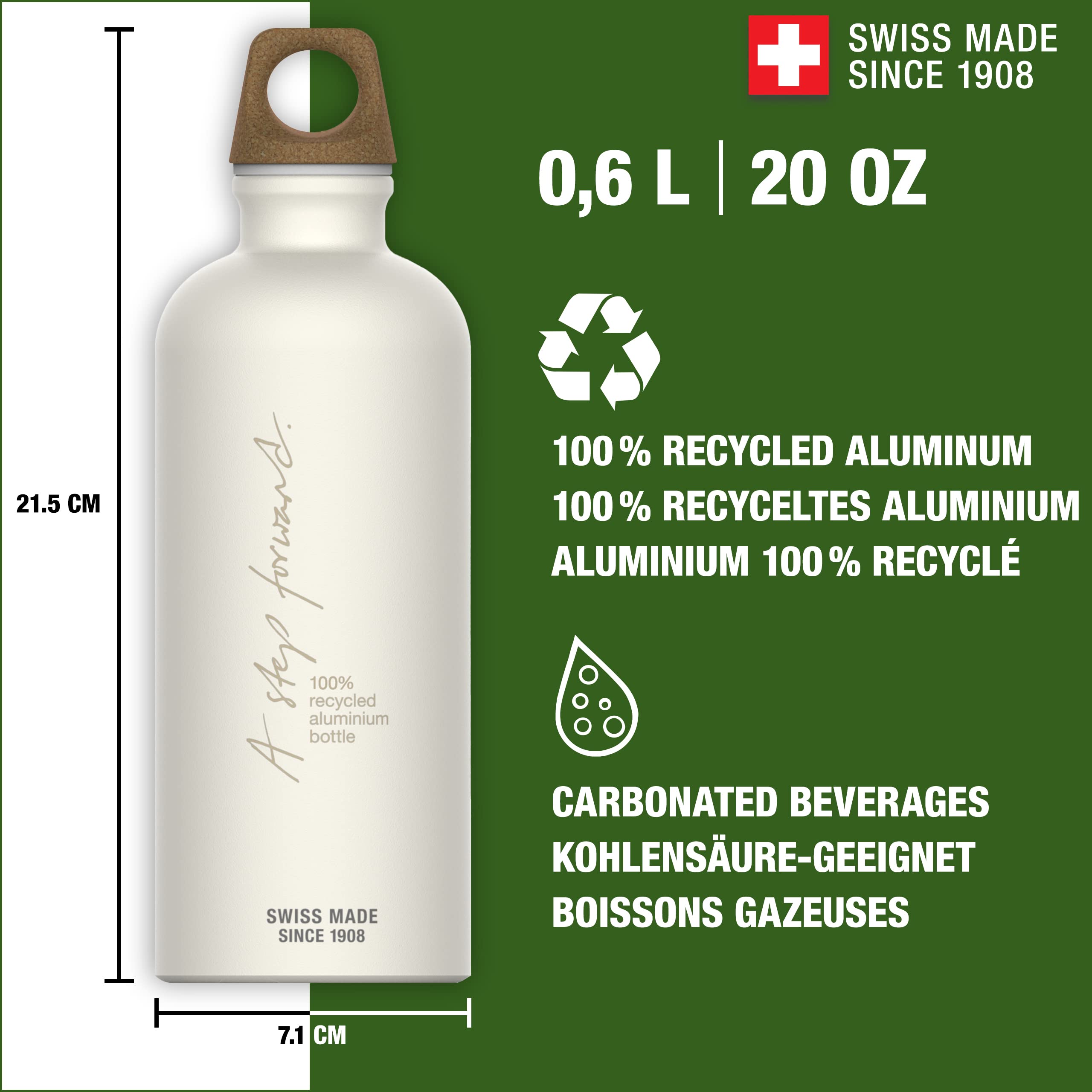 Sigg - Aluminum Water Bottle - Traveller Myplanet Forward Plain - Climate Neutral Certified - Suitable For Carbonated Beverages