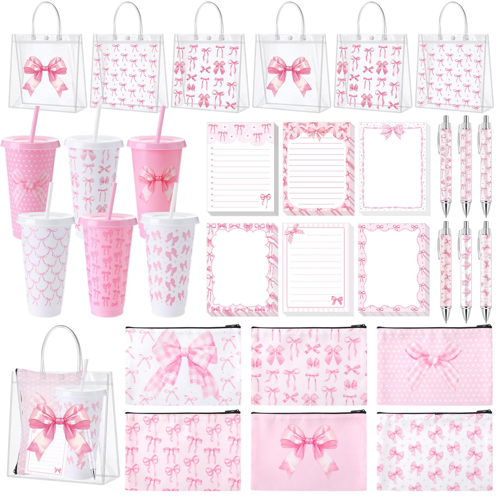 Remerry 30 Pcs Pink Bow Party Favors Gift Set for Women, Coquette Bow Gifts Baby Shower Prizes for Game Winners, Includes 24 oz 