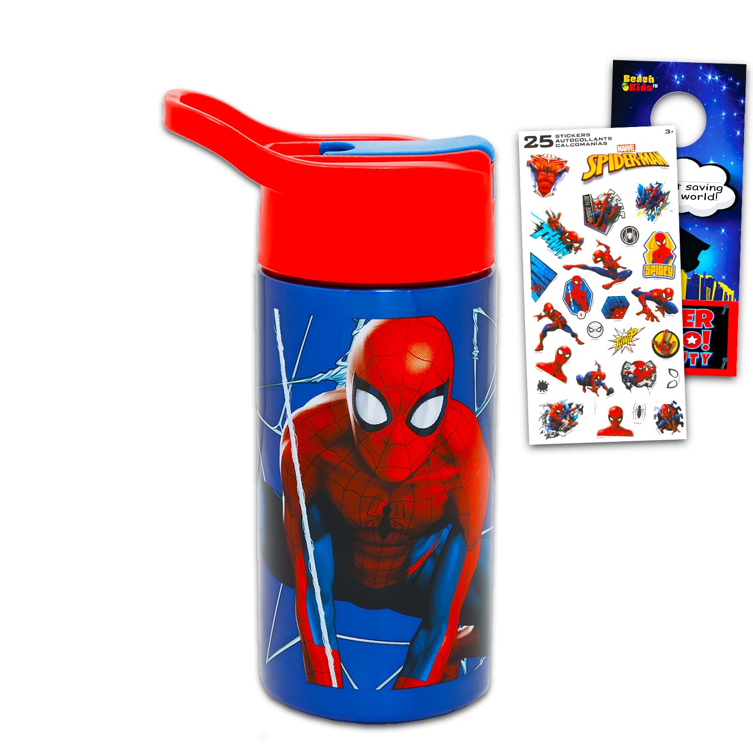 Spiderman Stainless Steel Water 14 Oz Bottle for Kids Adults Bundle