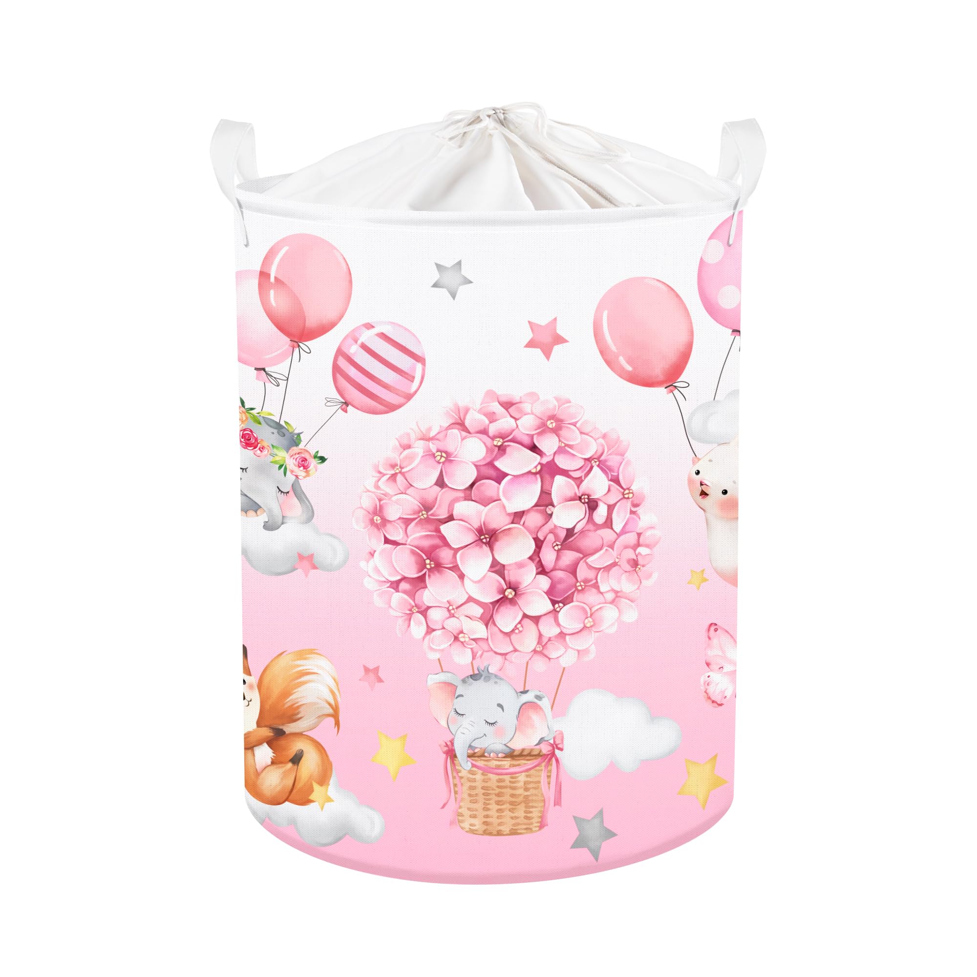 Clastyle 45L Hot Air Balloon Animal Laundry Basket Blooming Flowers Balloon Baby Nursery Basket Elephant Fox Bunny Basket Toy Cl