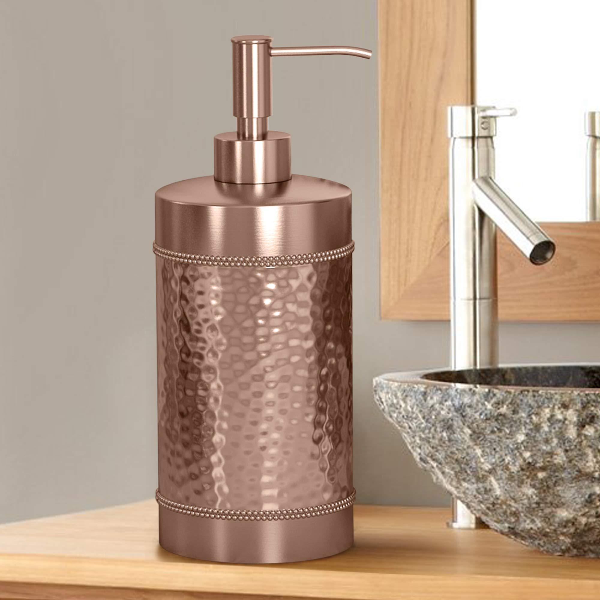 Nu Steel Copper Hudson Elegant Decoration Collection Liquid Soap & Lotion Dispenser Pump For Bathroom Or Kitchen Countertops, Ha