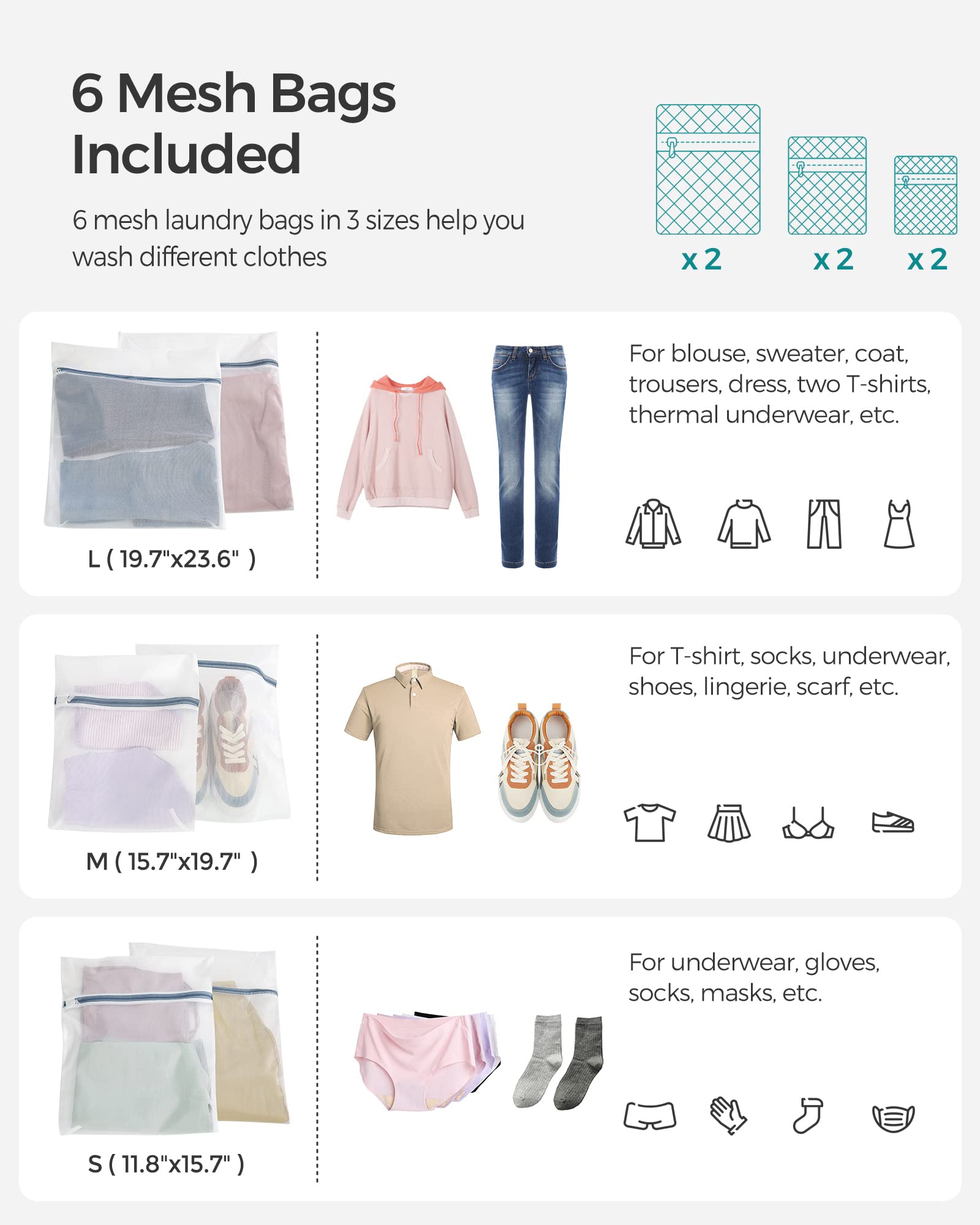 Songmics Laundry Hamper With Lid, 90L Clothes Hamper With 2 Removable Liner Bags, 6 Mesh Bags, Wicker Laundry Basket, Double Lau